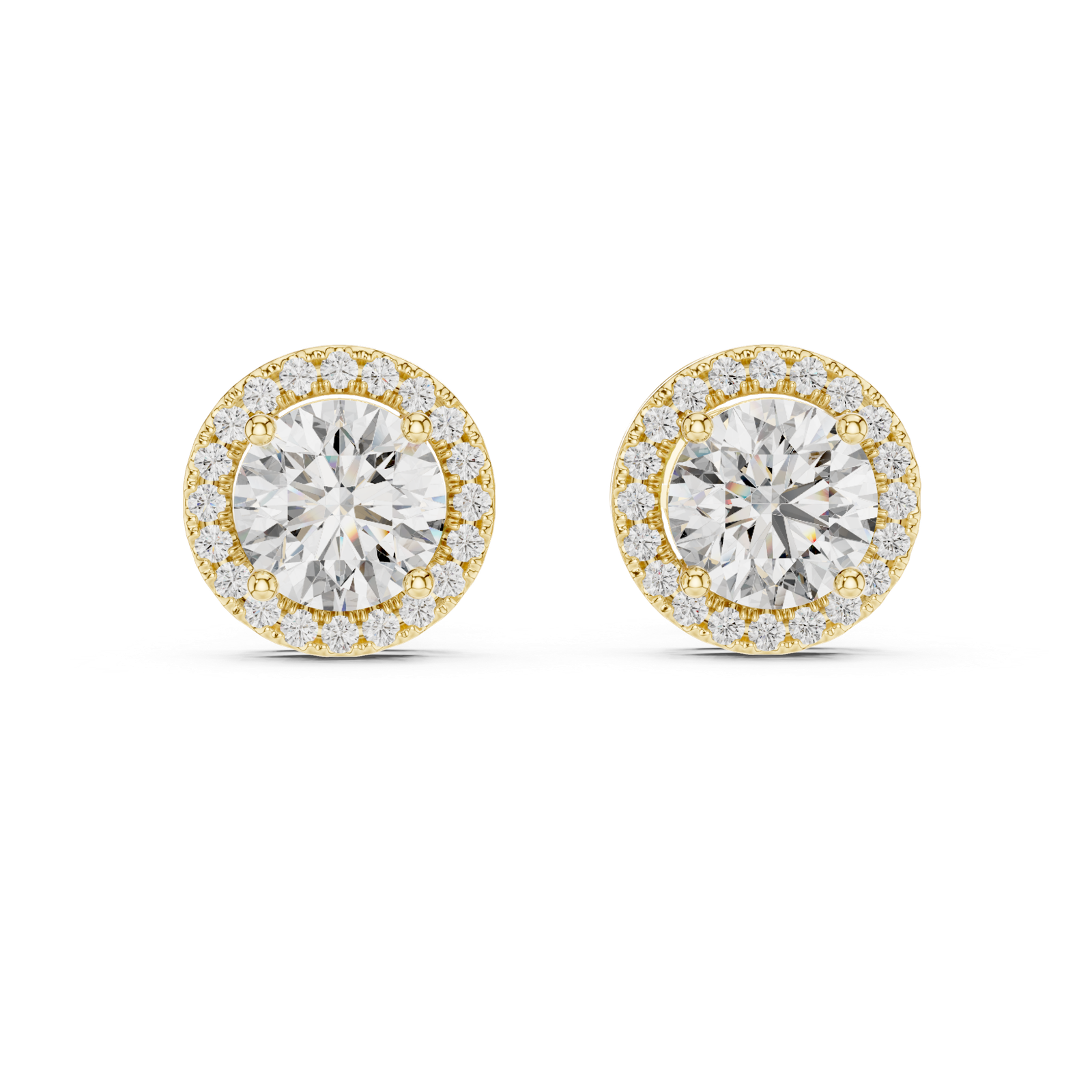 Marbella Round Pave Halo Diamond Stud Earrings