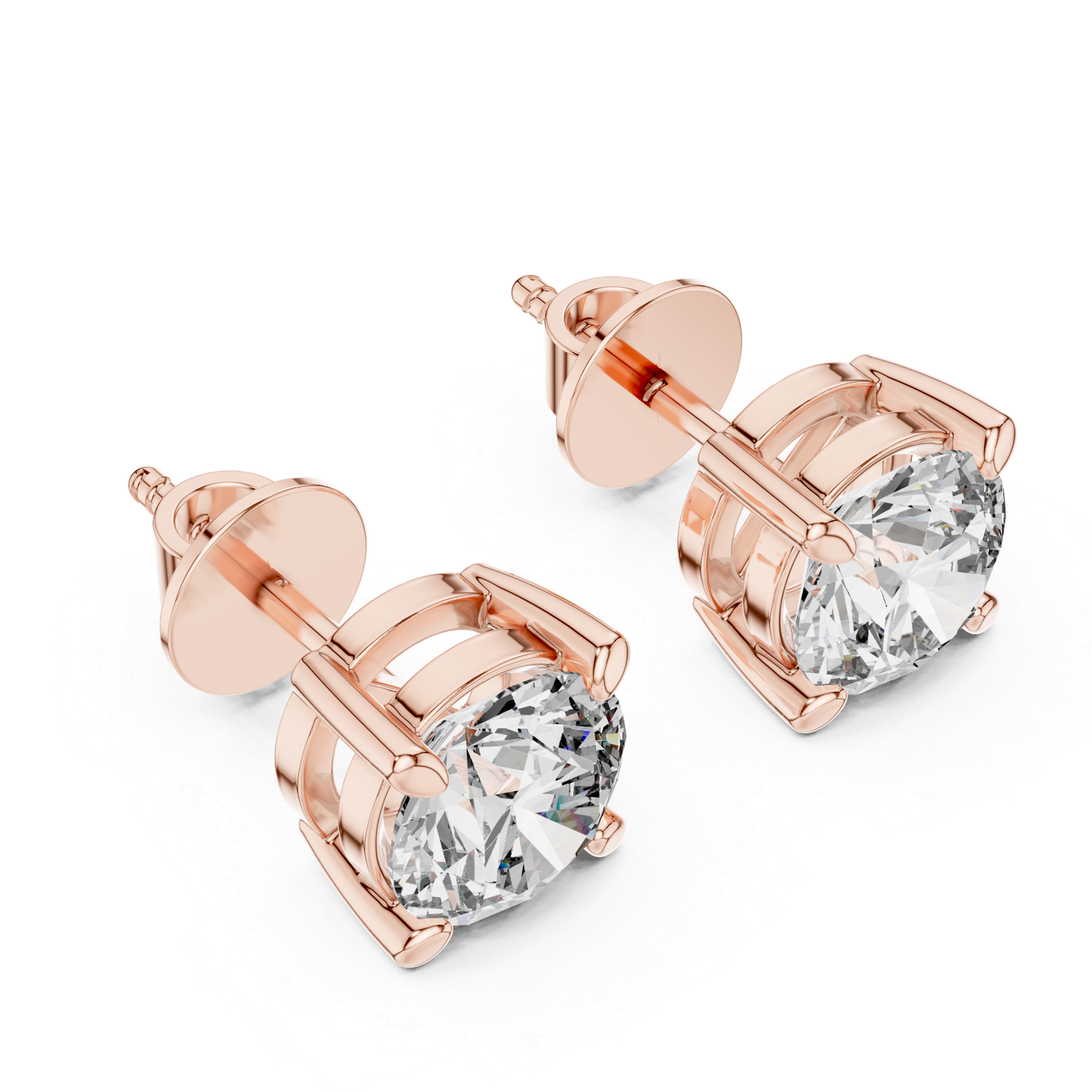 Fiora Round Crown Diamond Stud Earrings