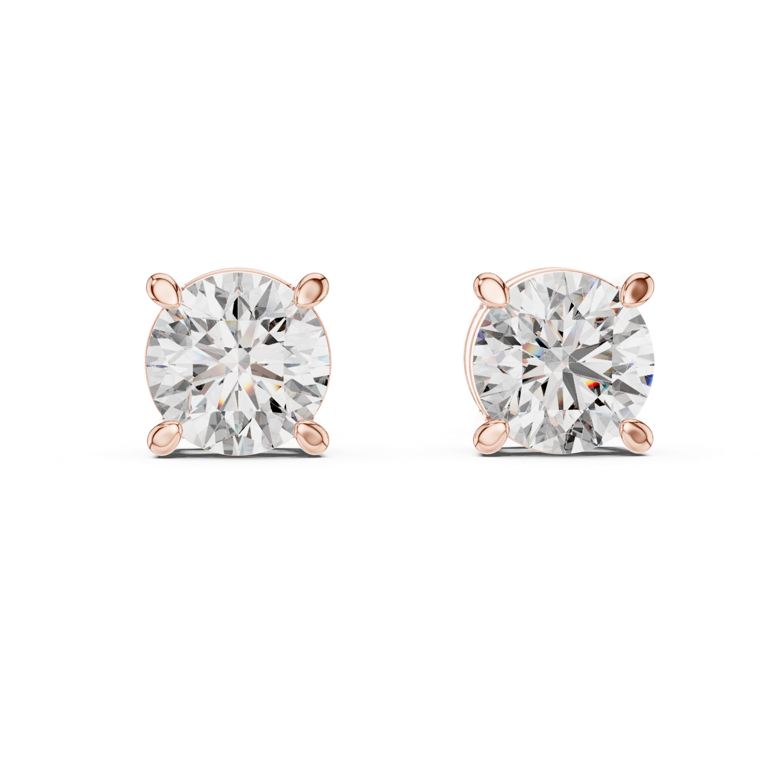 Fiora Round Crown Diamond Stud Earrings