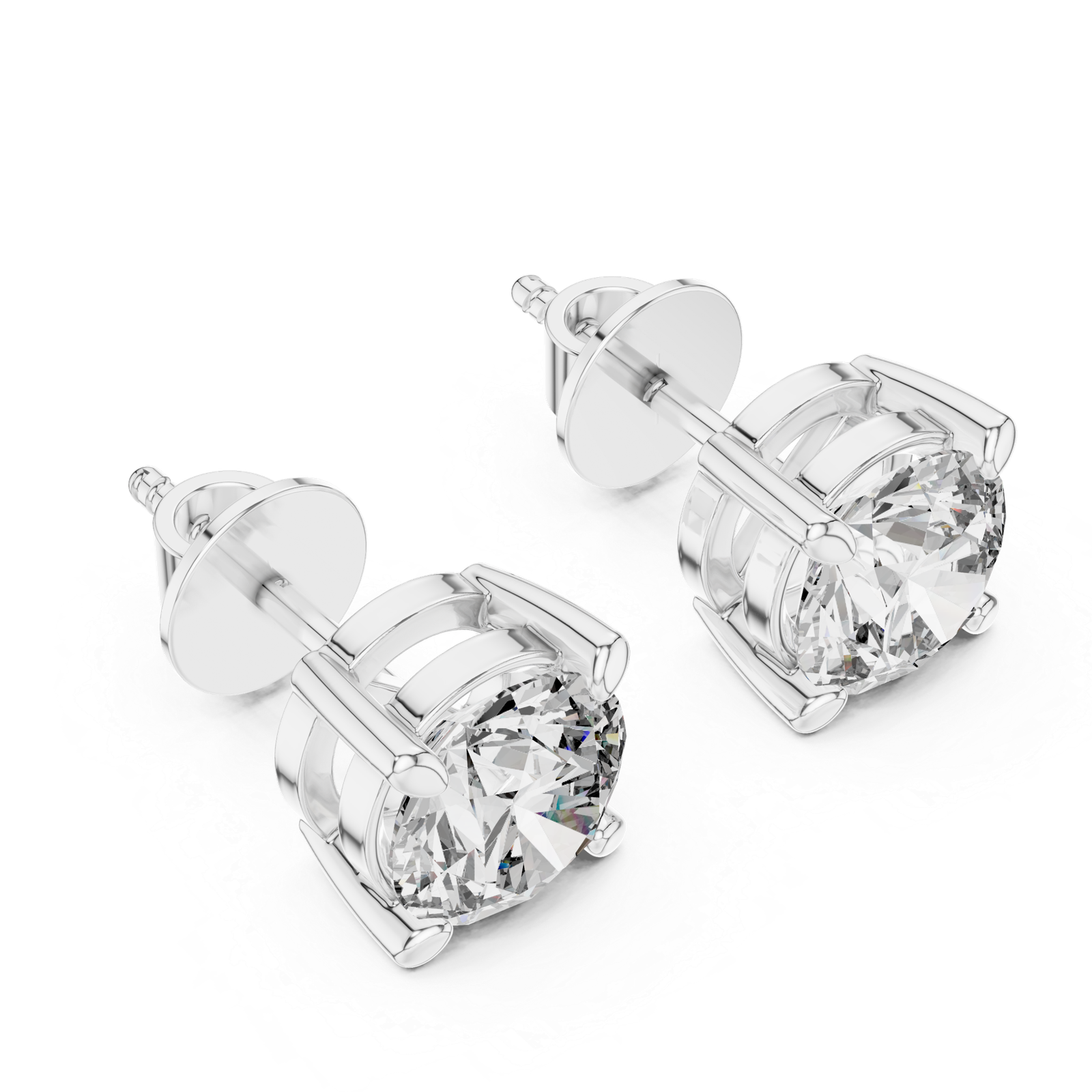 Fiora Round Crown Diamond Stud Earrings