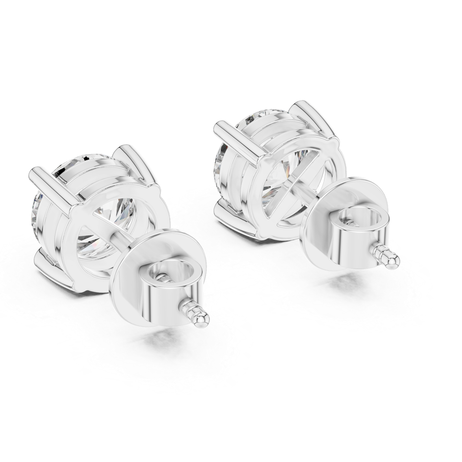 Fiora Round Crown Diamond Stud Earrings