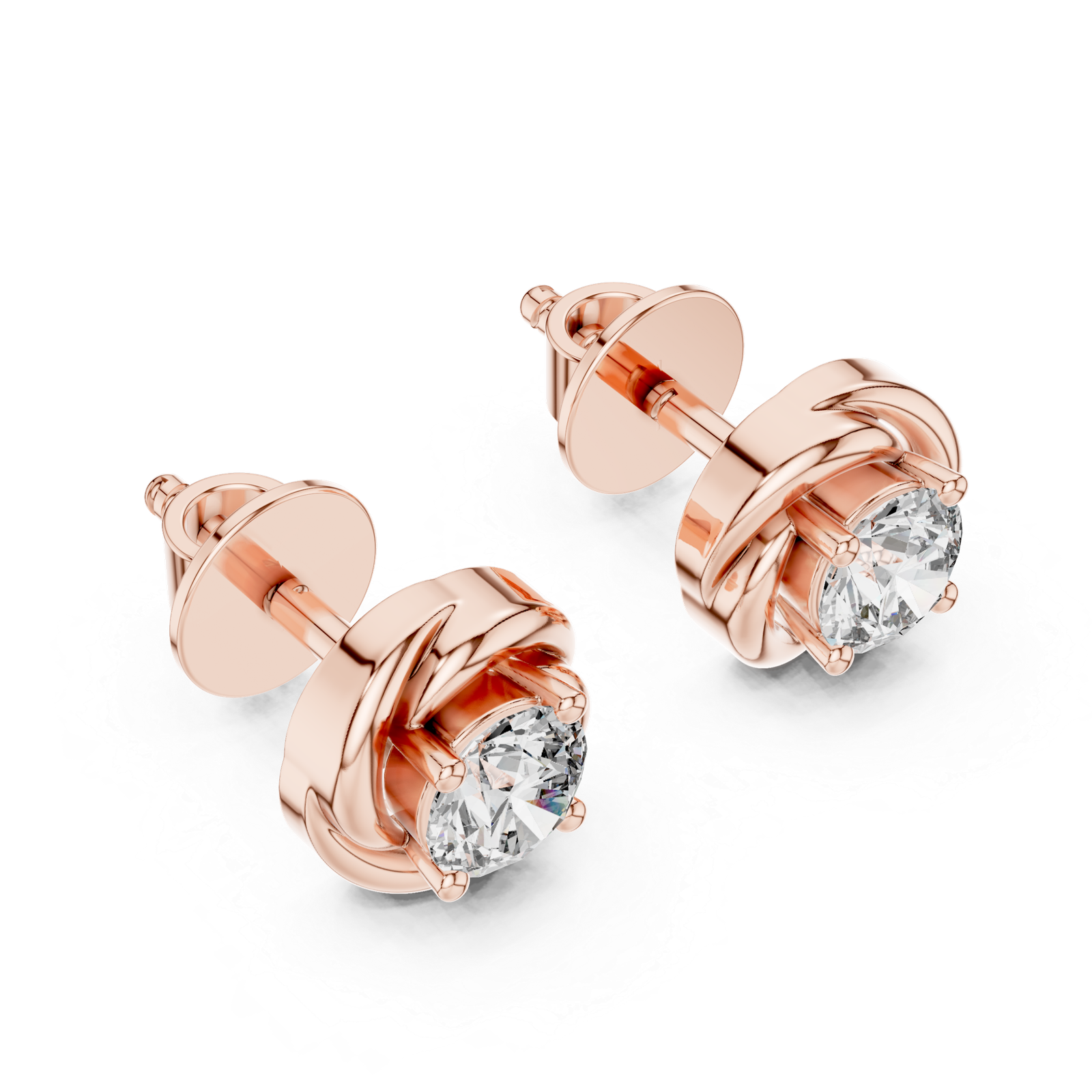 Monaco Round Knot Diamond Stud Earrings