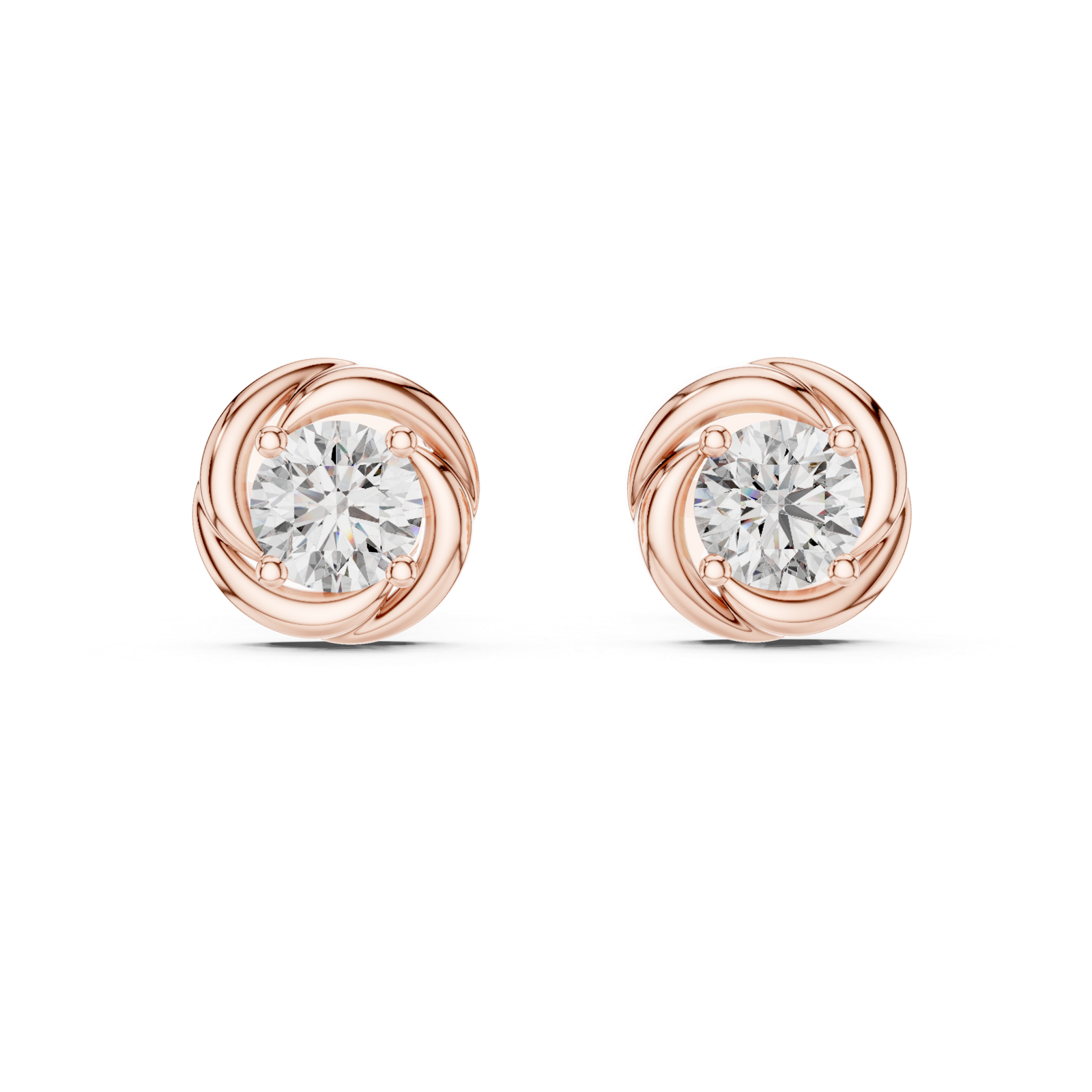 Monaco Round Knot Diamond Stud Earrings