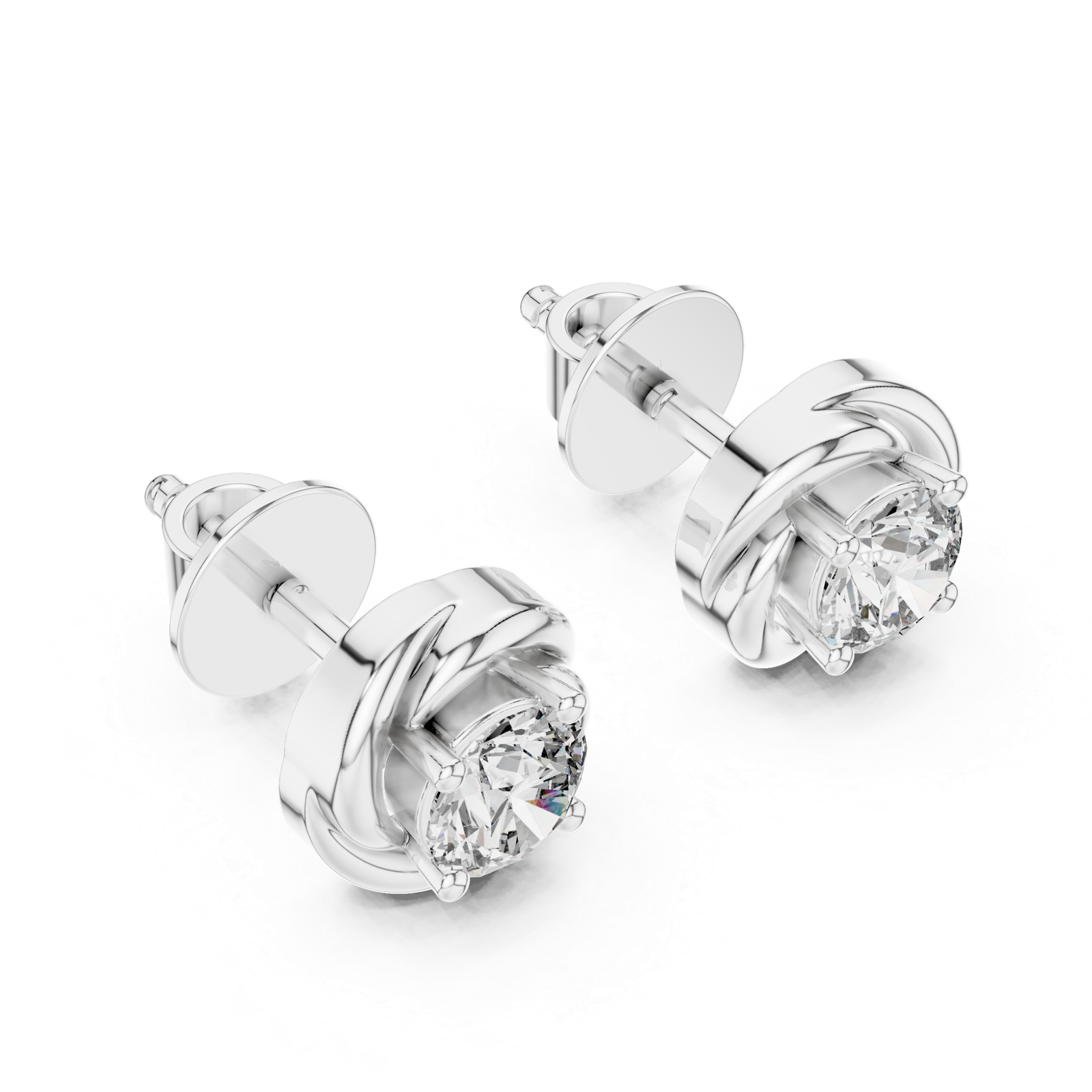 Monaco Round Knot Diamond Stud Earrings