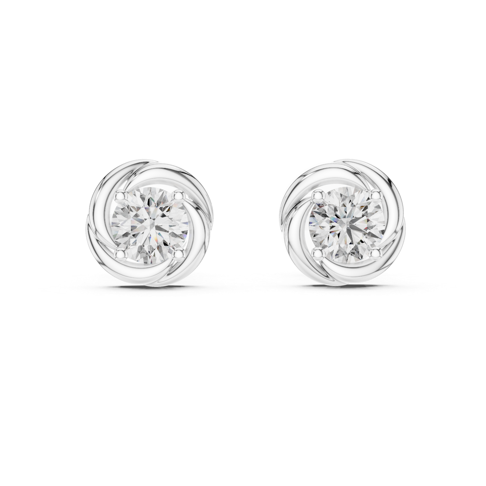 Monaco Round Knot Diamond Stud Earrings