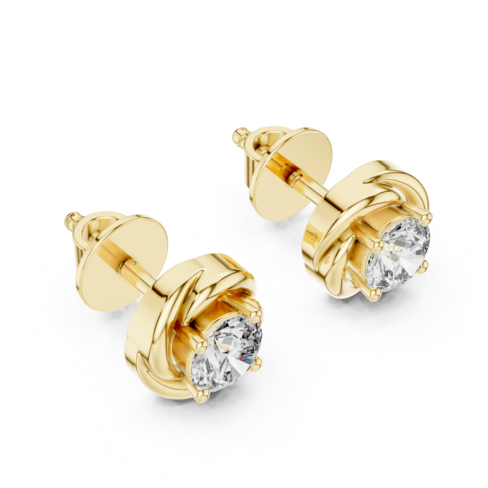 Monaco Round Knot Diamond Stud Earrings