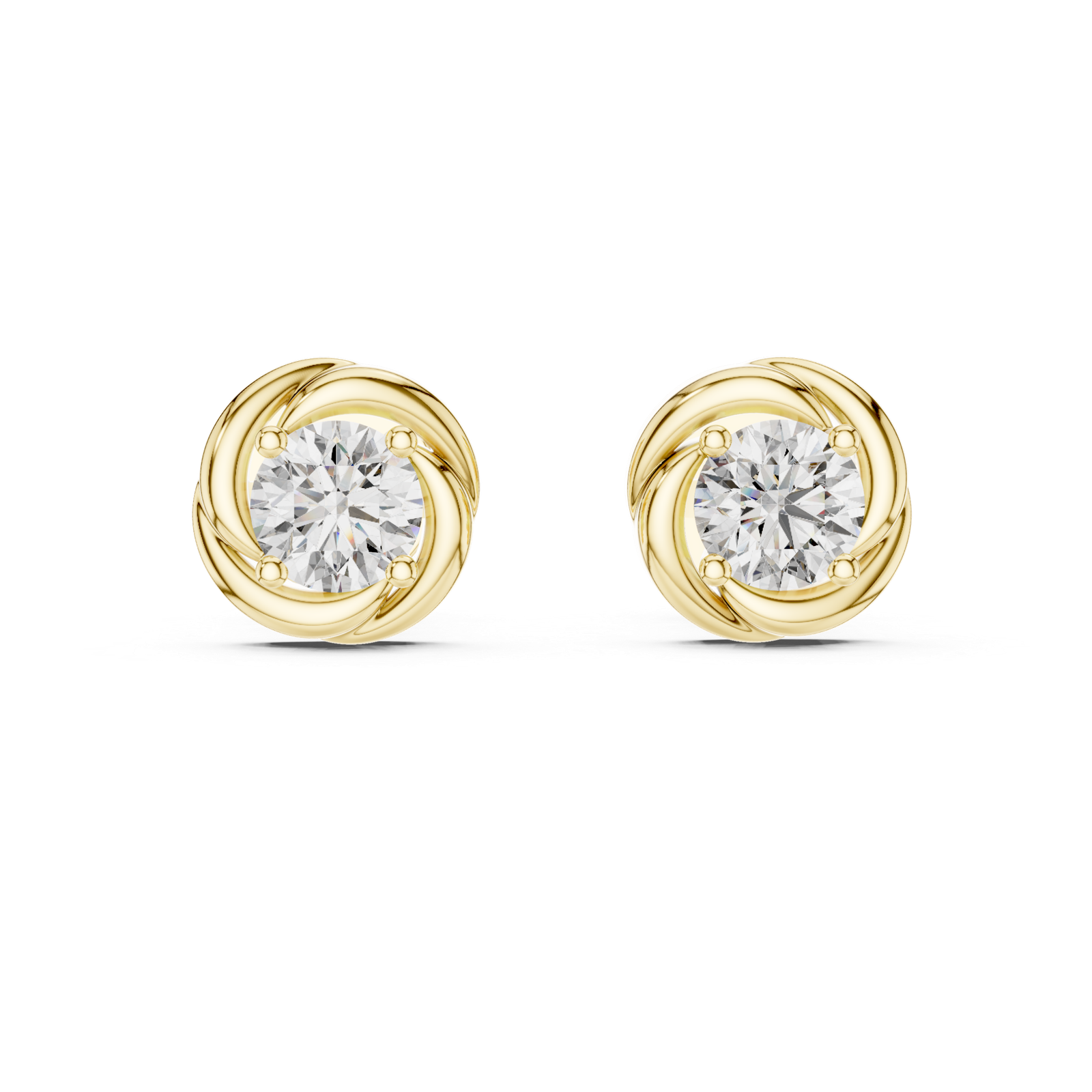 Monaco Round Knot Diamond Stud Earrings