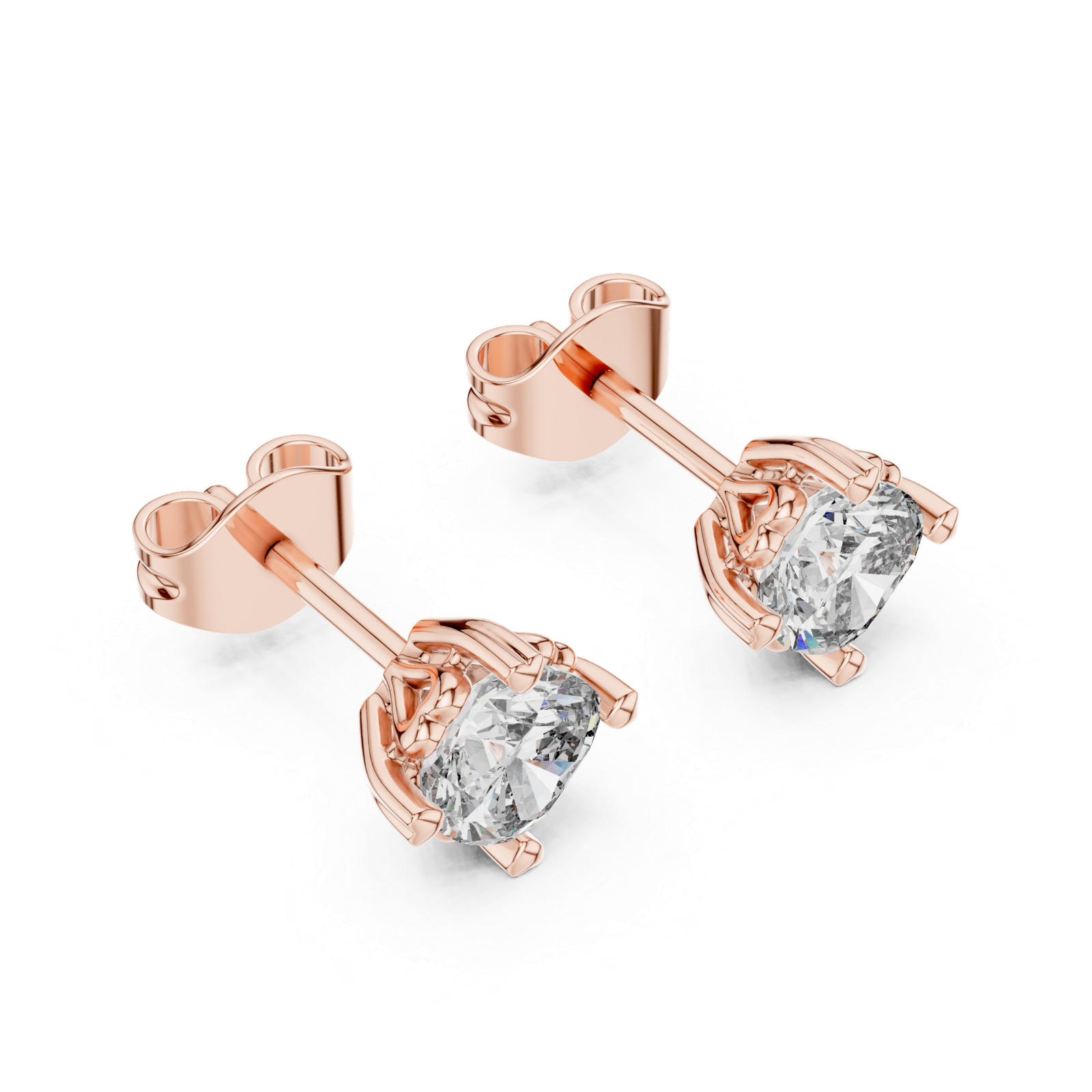 Valencia Cushion Solitaire Diamond Stud Earrings