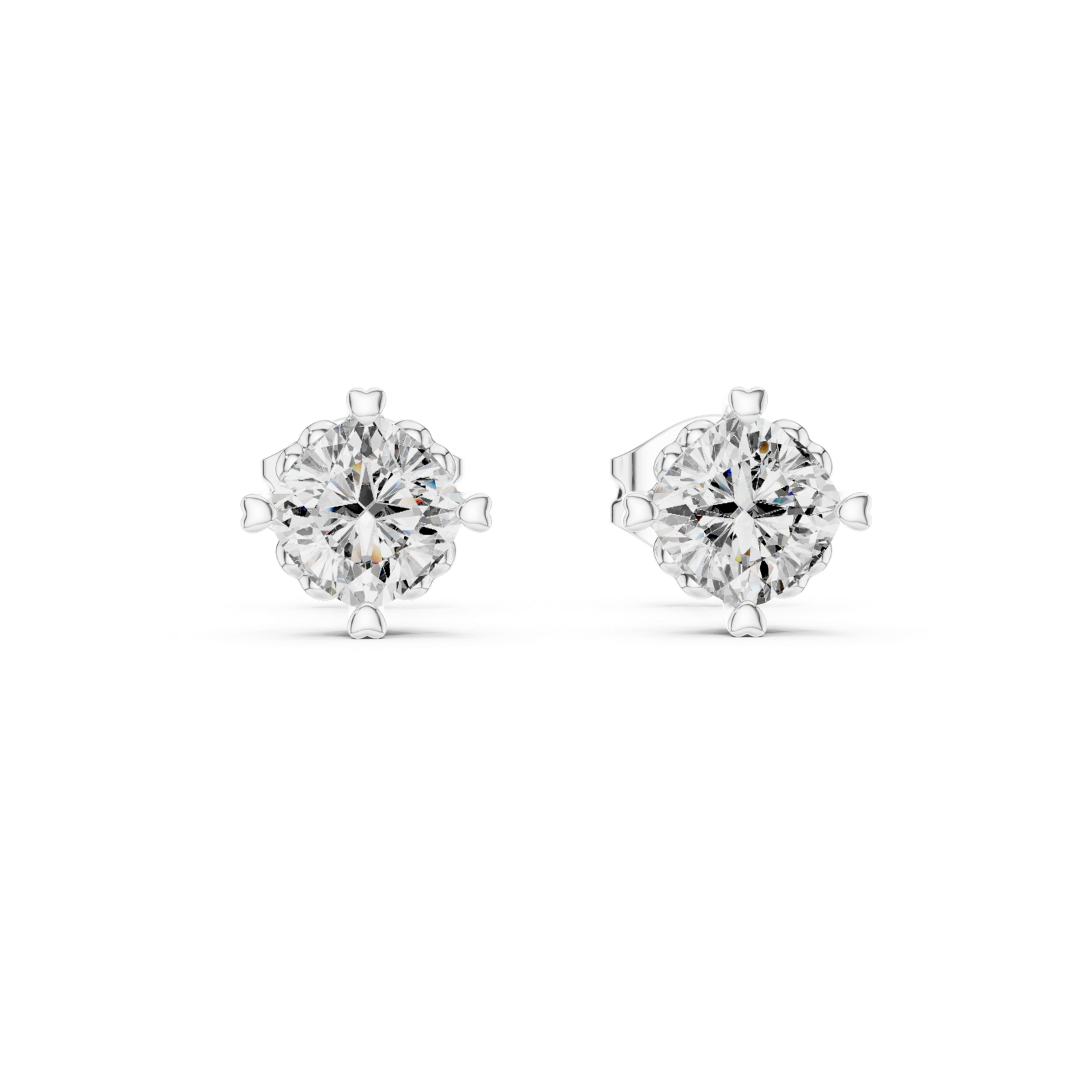 Valencia Cushion Solitaire Diamond Stud Earrings