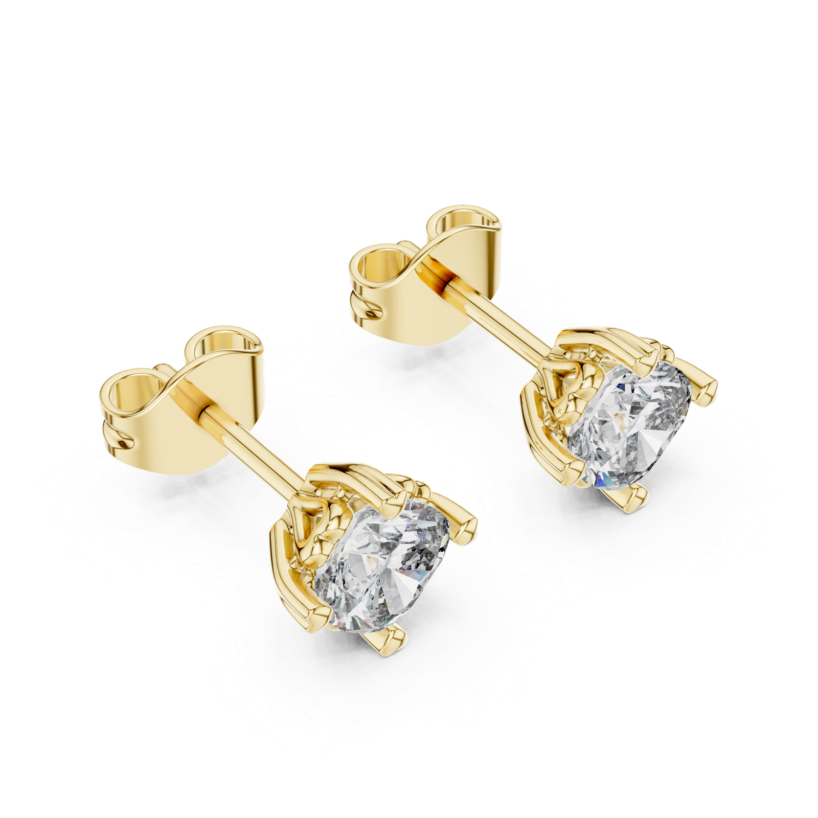 Valencia Cushion Solitaire Diamond Stud Earrings