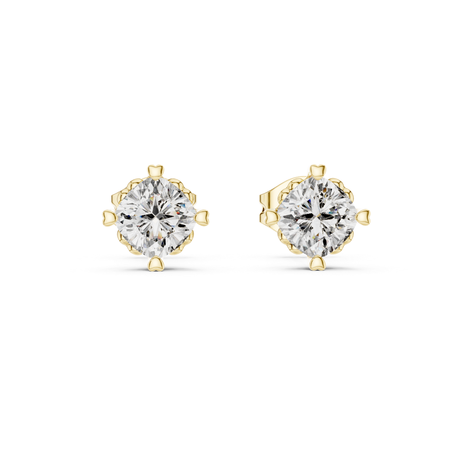 Valencia Cushion Solitaire Diamond Stud Earrings