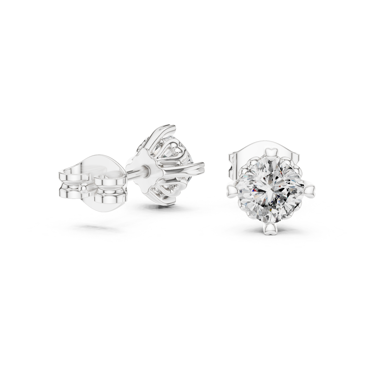 Valencia Cushion Solitaire Diamond Stud Earrings