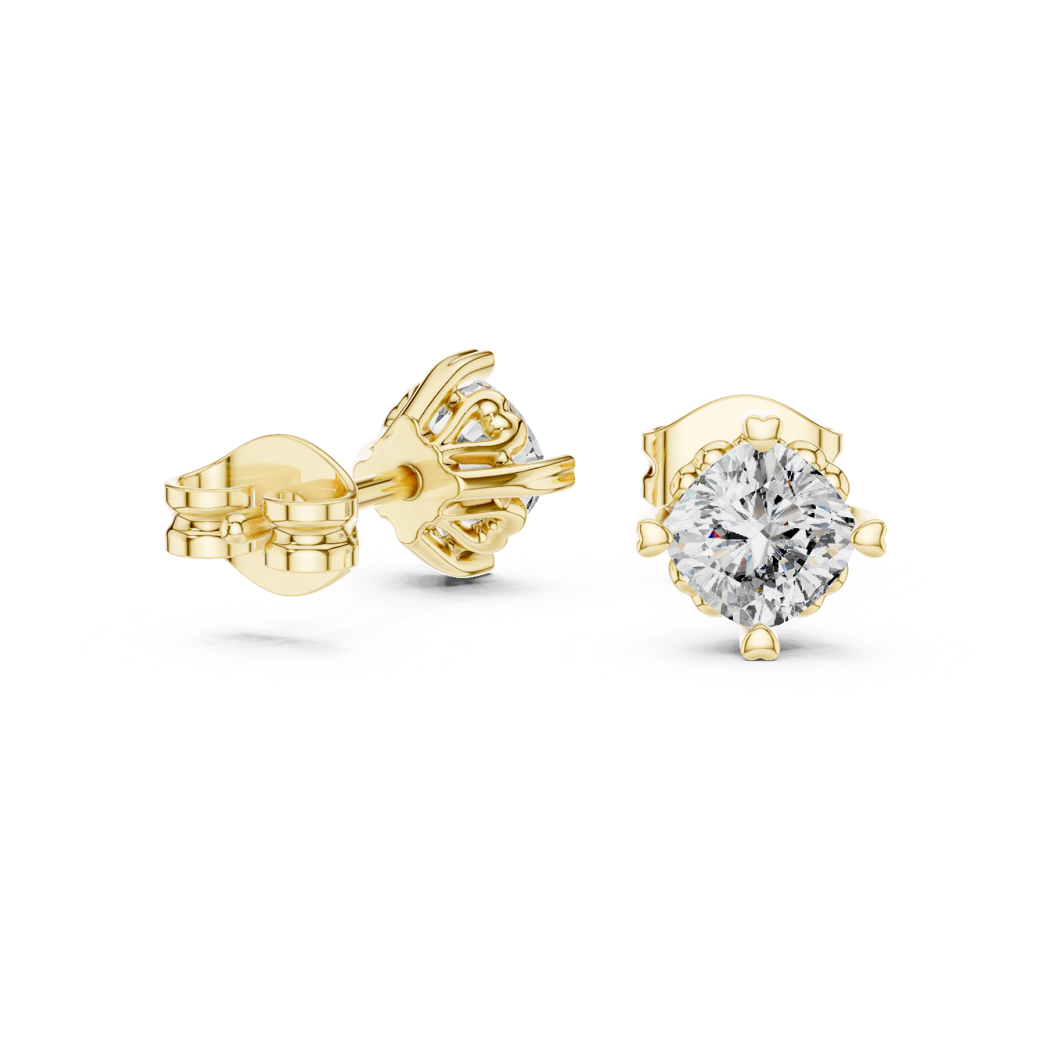 Valencia Cushion Solitaire Diamond Stud Earrings