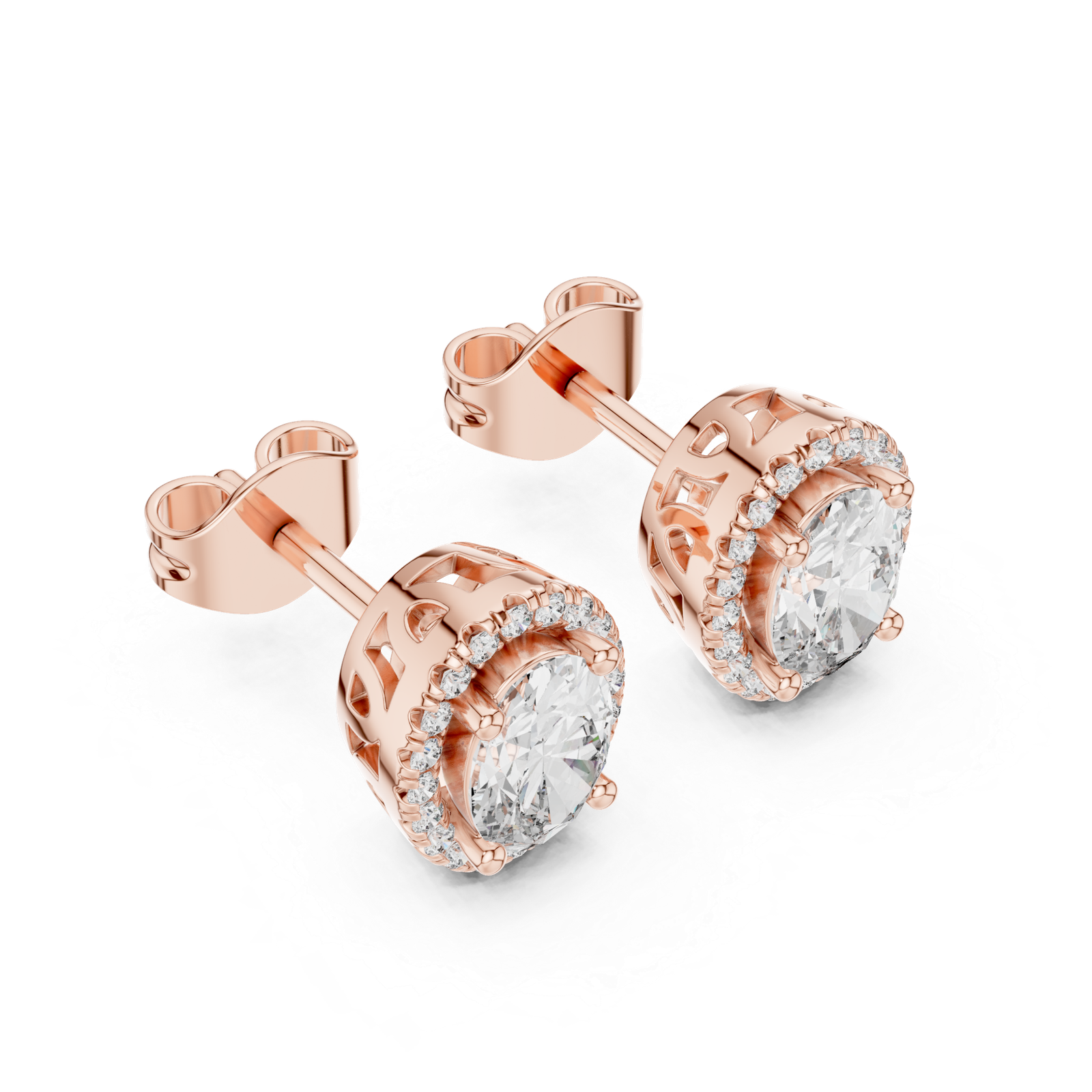 Odette Cushion Halo Diamond Stud Earrings