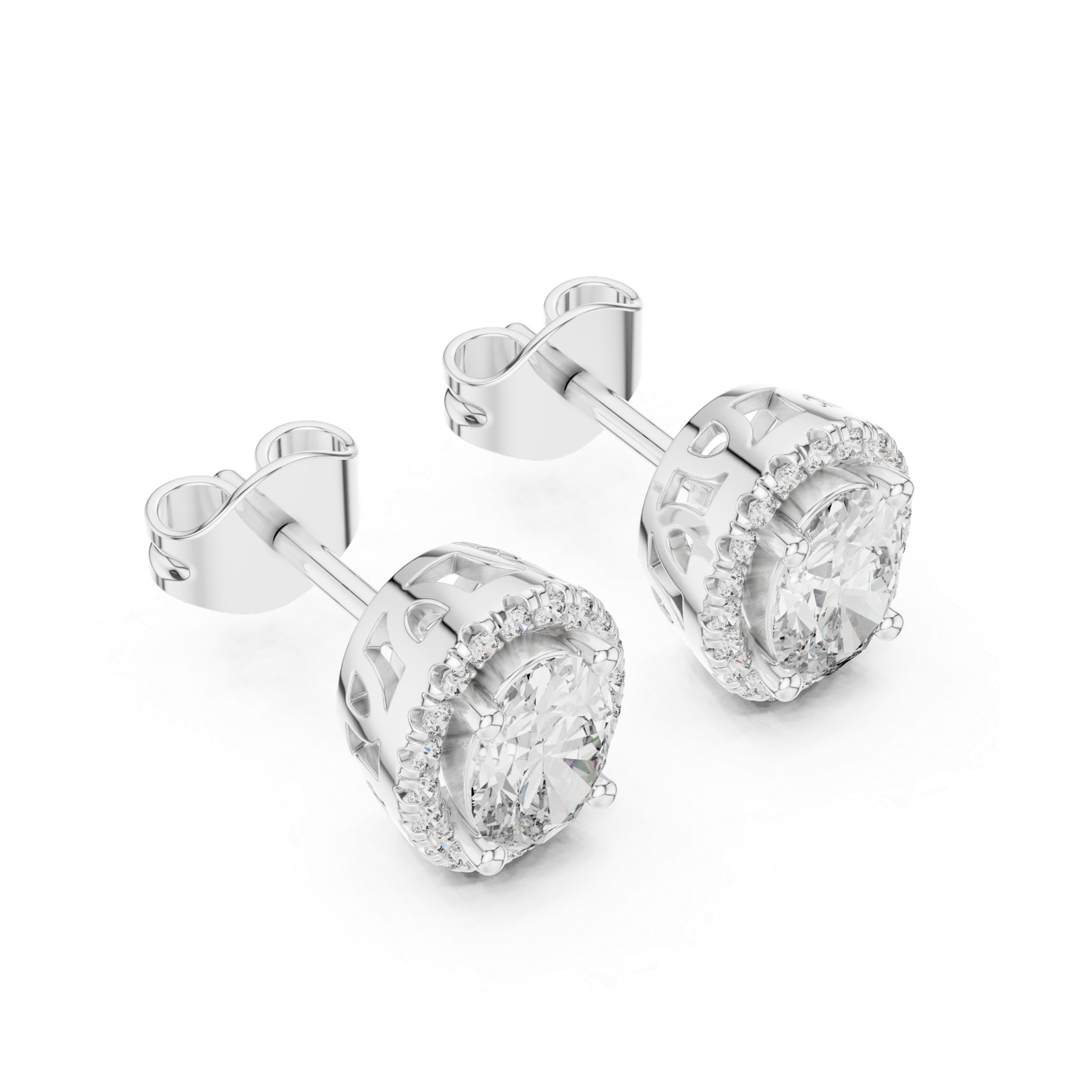 Odette Cushion Halo Diamond Stud Earrings