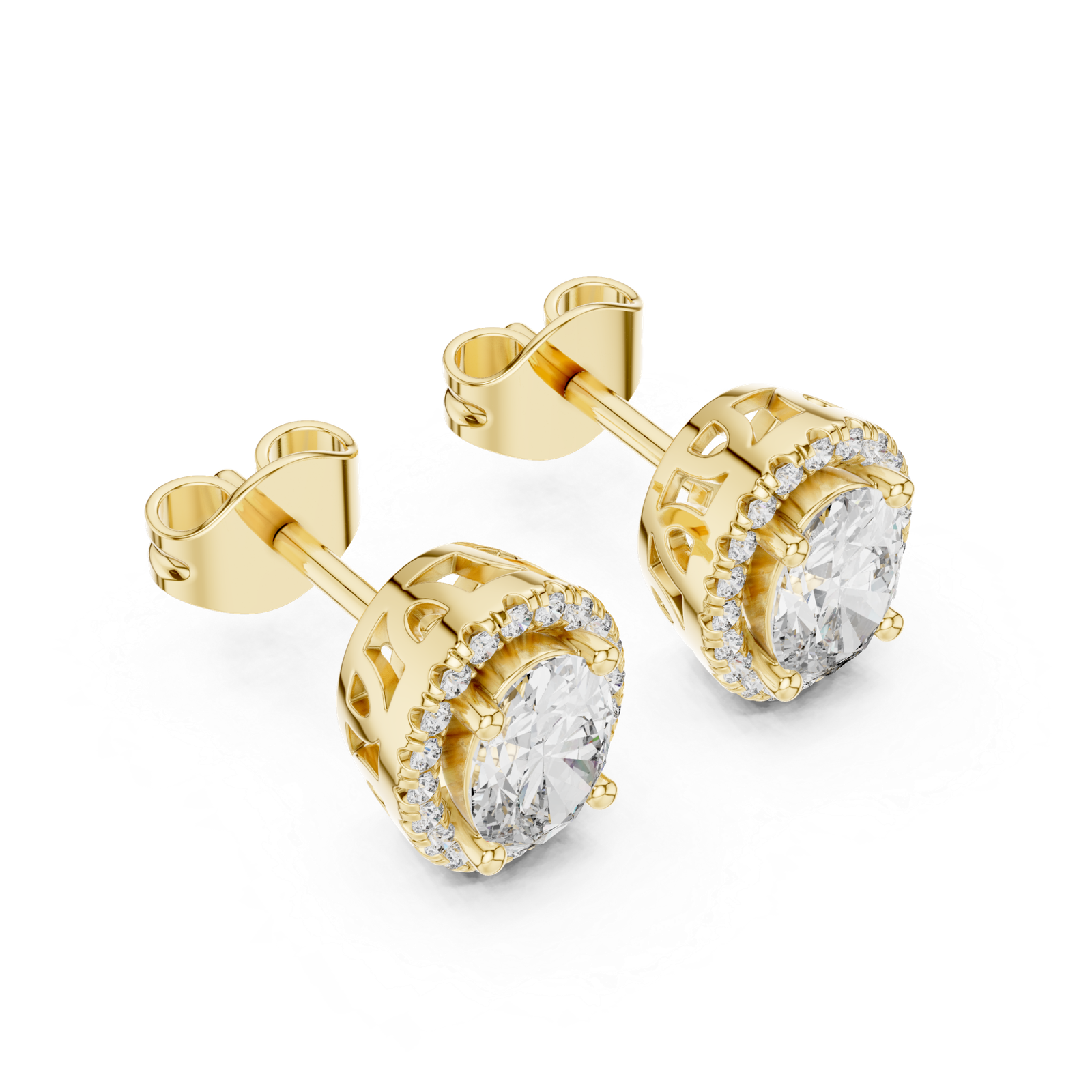 Odette Cushion Halo Diamond Stud Earrings