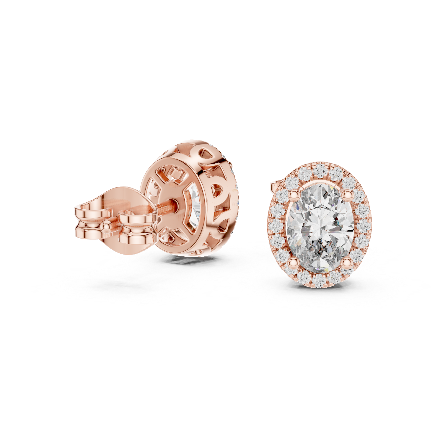 Odette Cushion Halo Diamond Stud Earrings