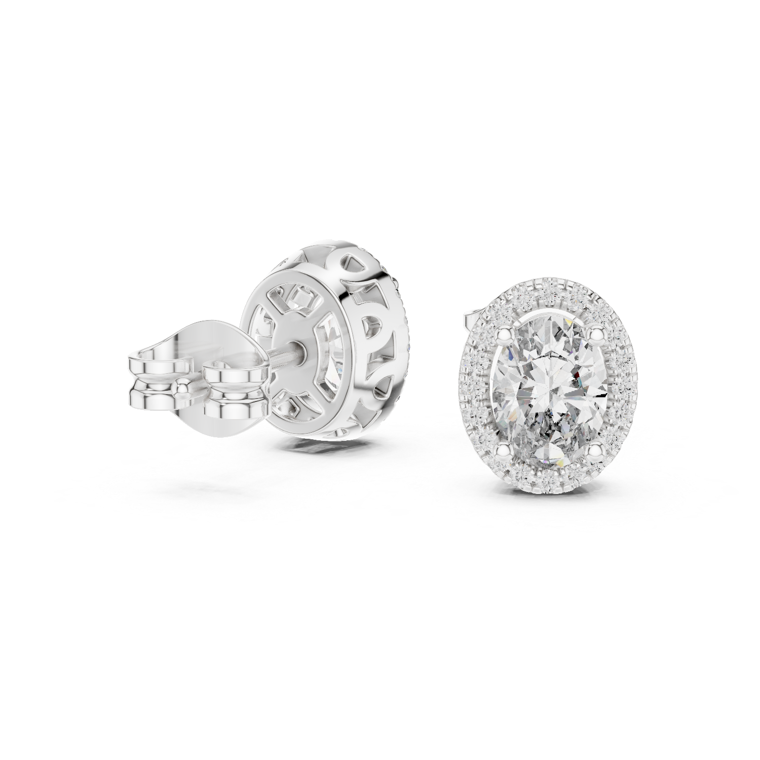 Odette Cushion Halo Diamond Stud Earrings