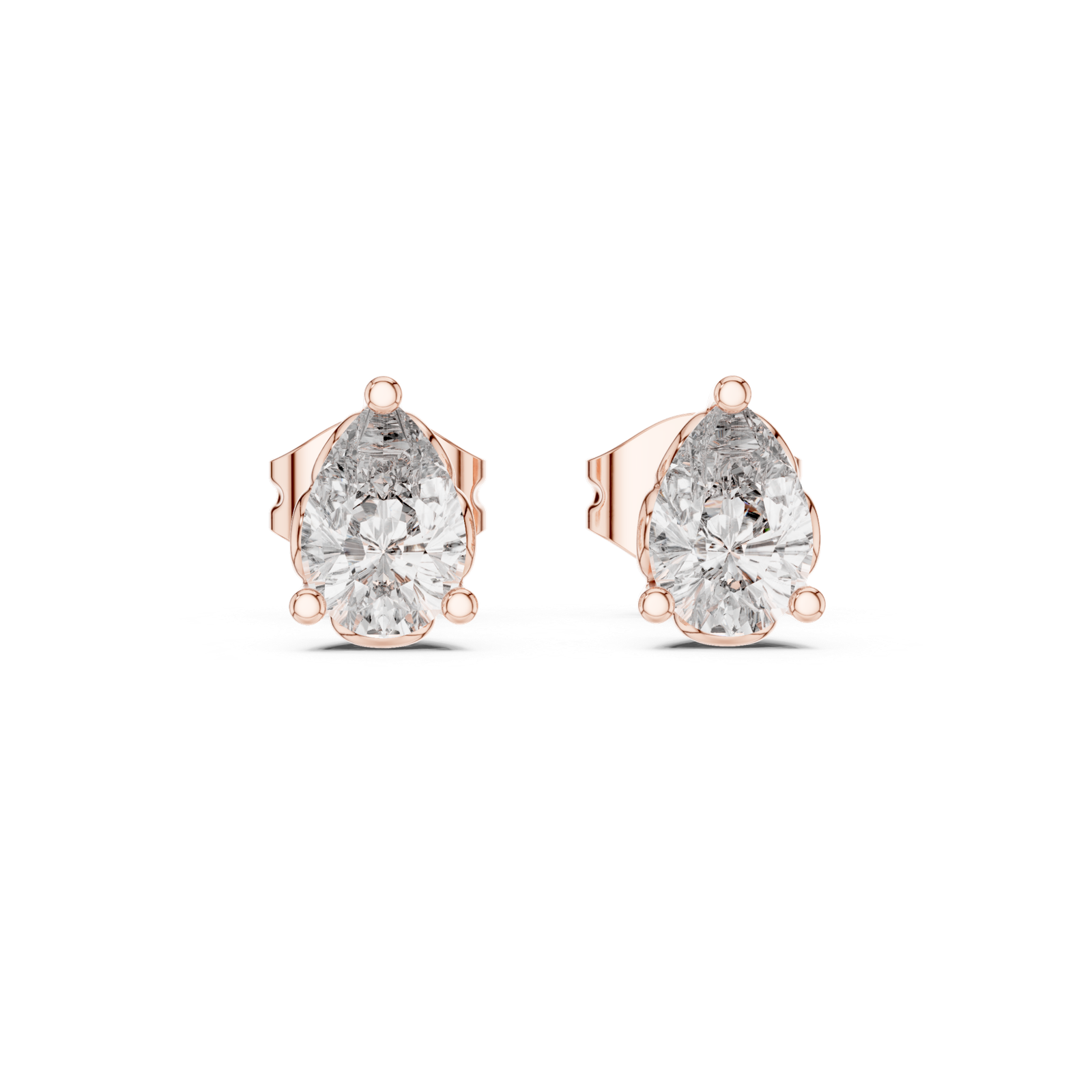 Aveline Pear Crown Diamond Stud Earrings