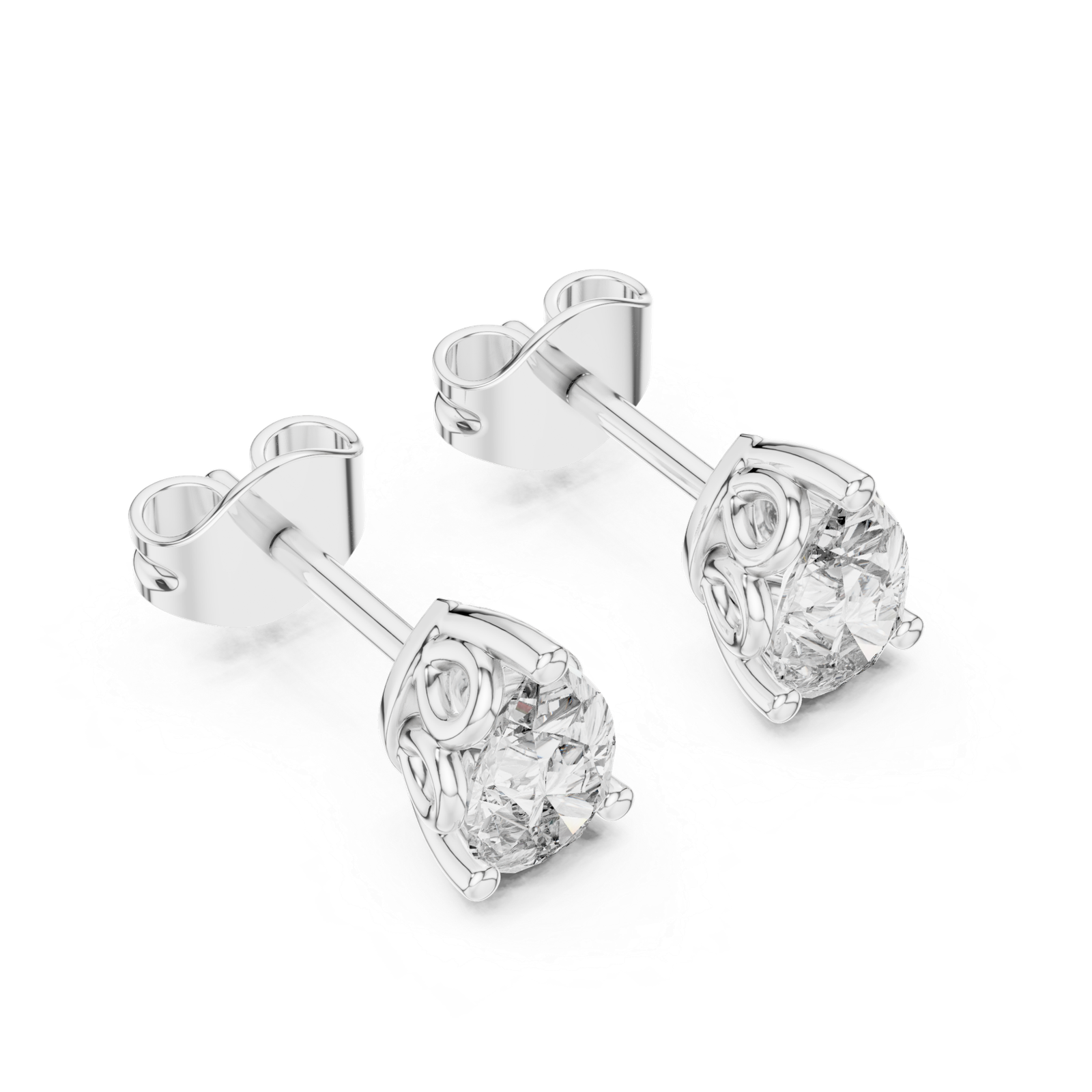 Aveline Pear Crown Diamond Stud Earrings