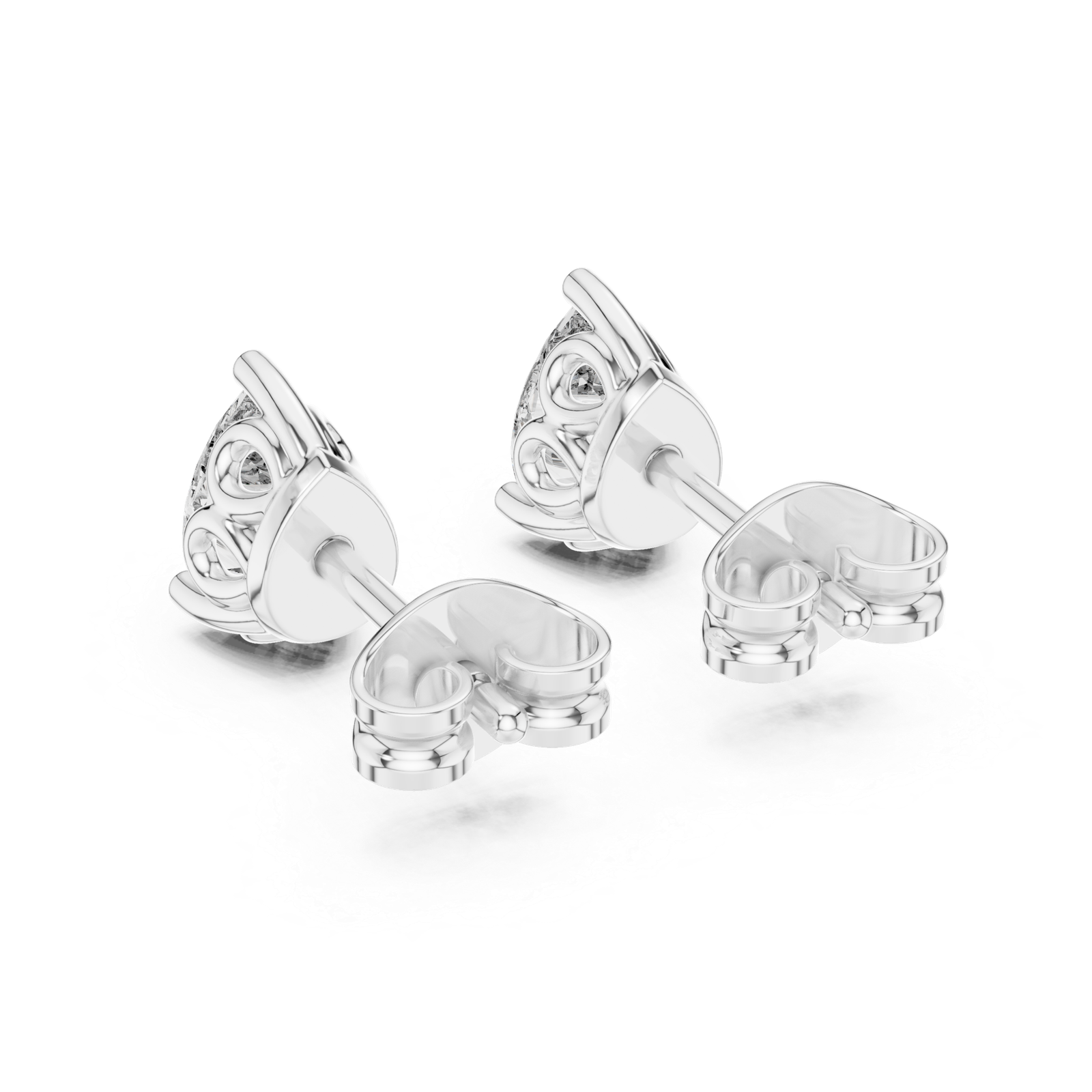 Aveline Pear Crown Diamond Stud Earrings