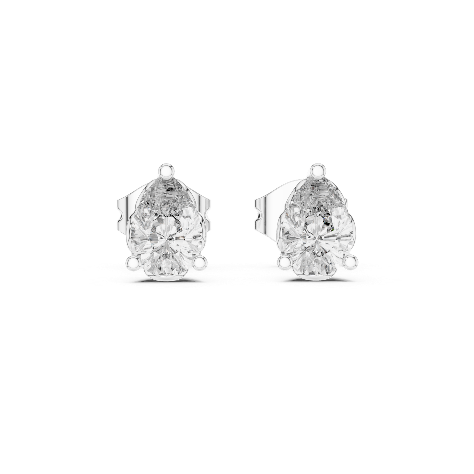 Aveline Pear Crown Diamond Stud Earrings