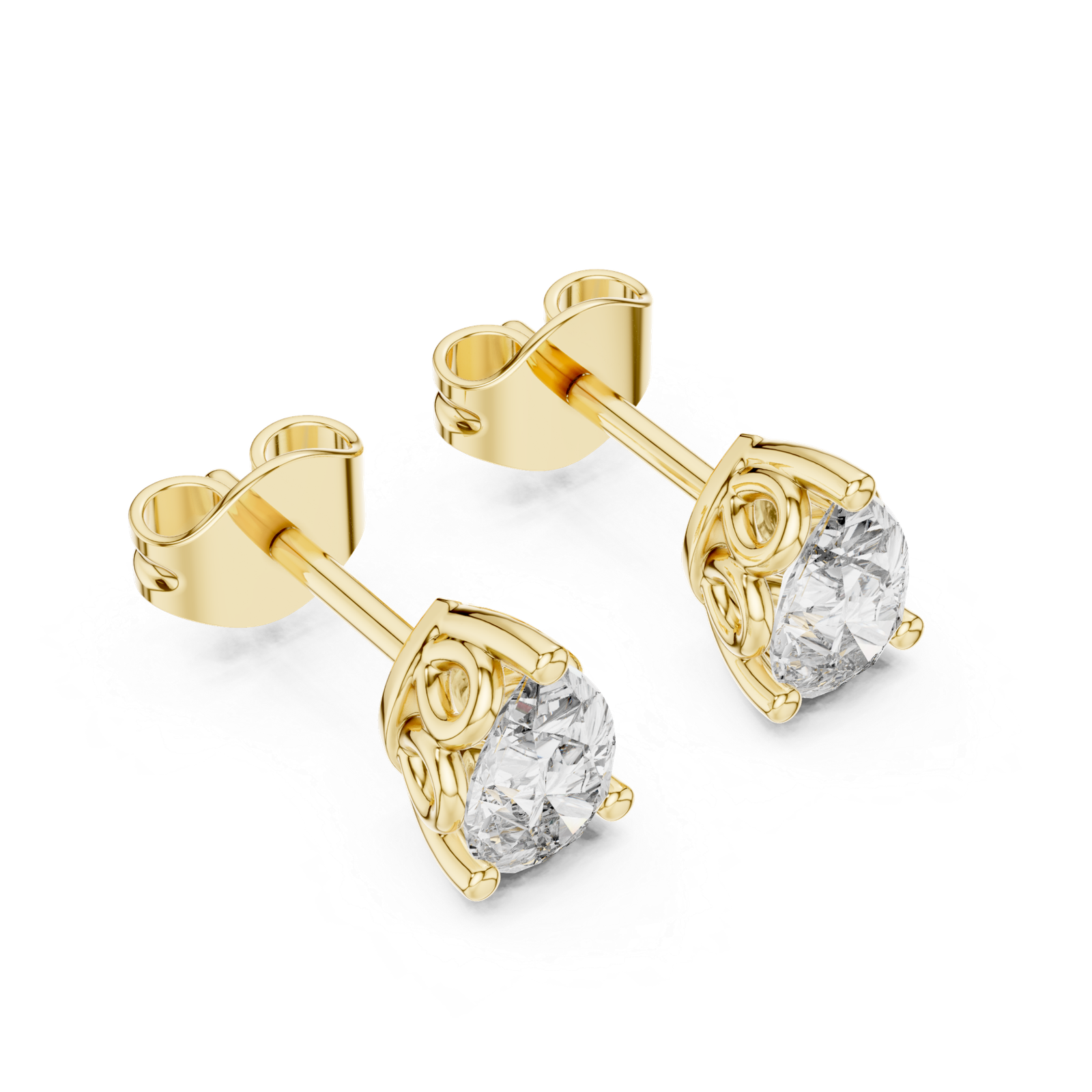 Aveline Pear Crown Diamond Stud Earrings