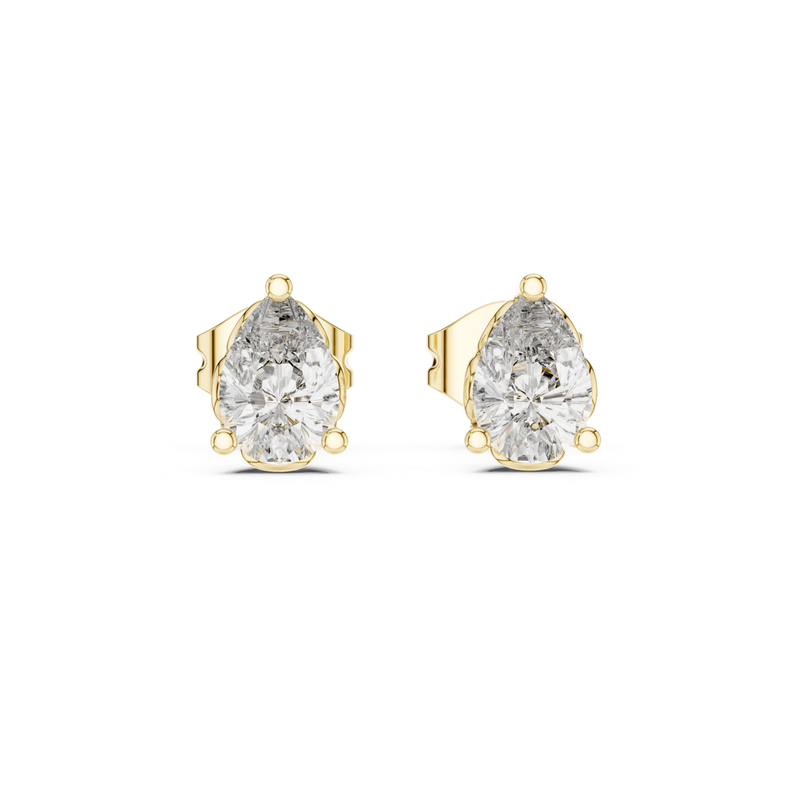 Aveline Pear Crown Diamond Stud Earrings