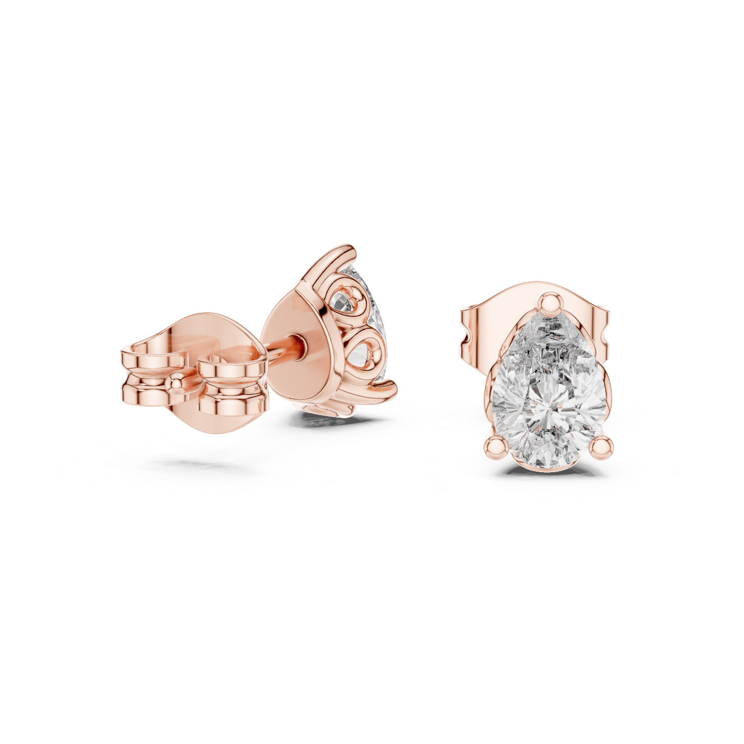 Aveline Pear Crown Diamond Stud Earrings