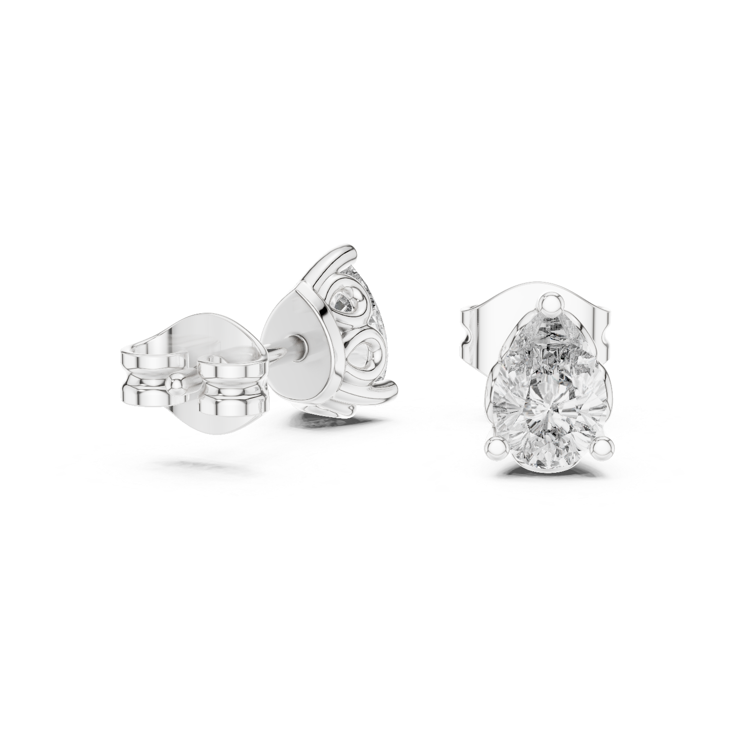 Aveline Pear Crown Diamond Stud Earrings