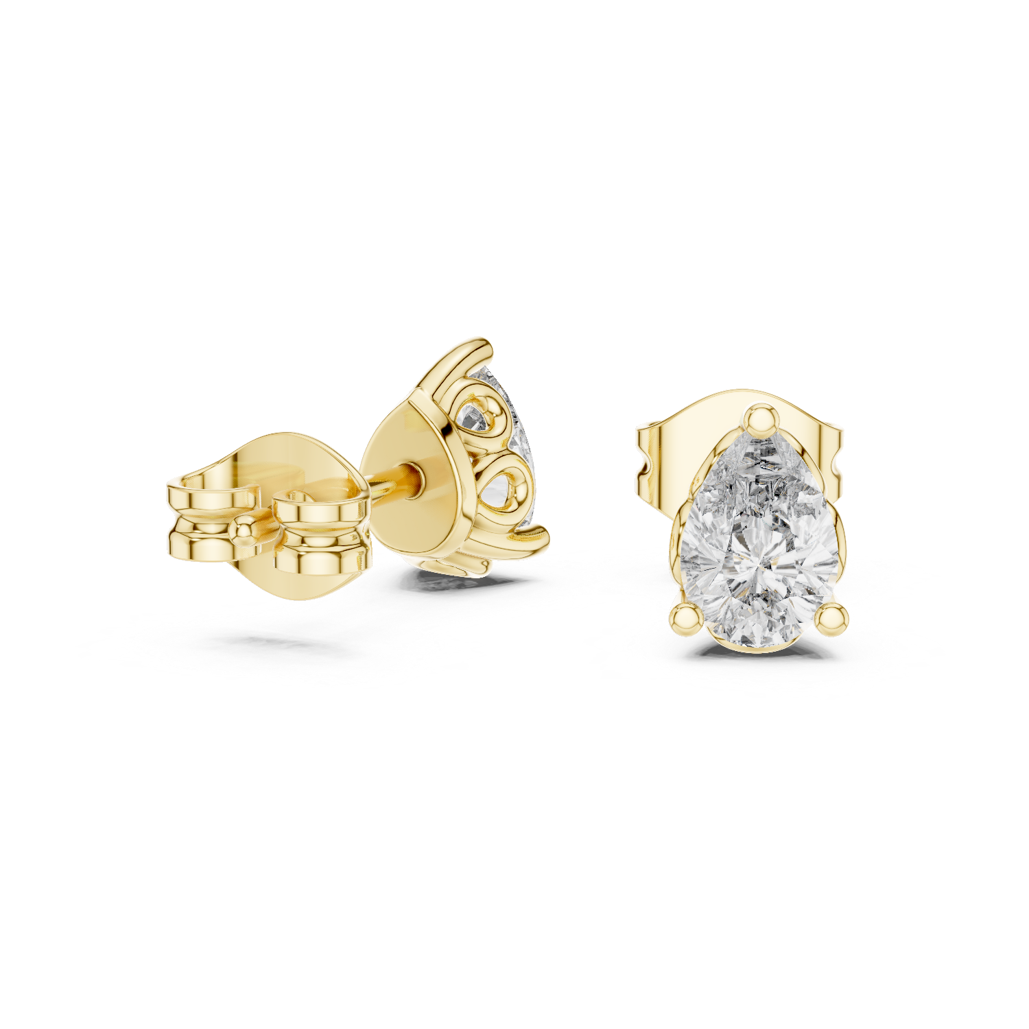Aveline Pear Crown Diamond Stud Earrings