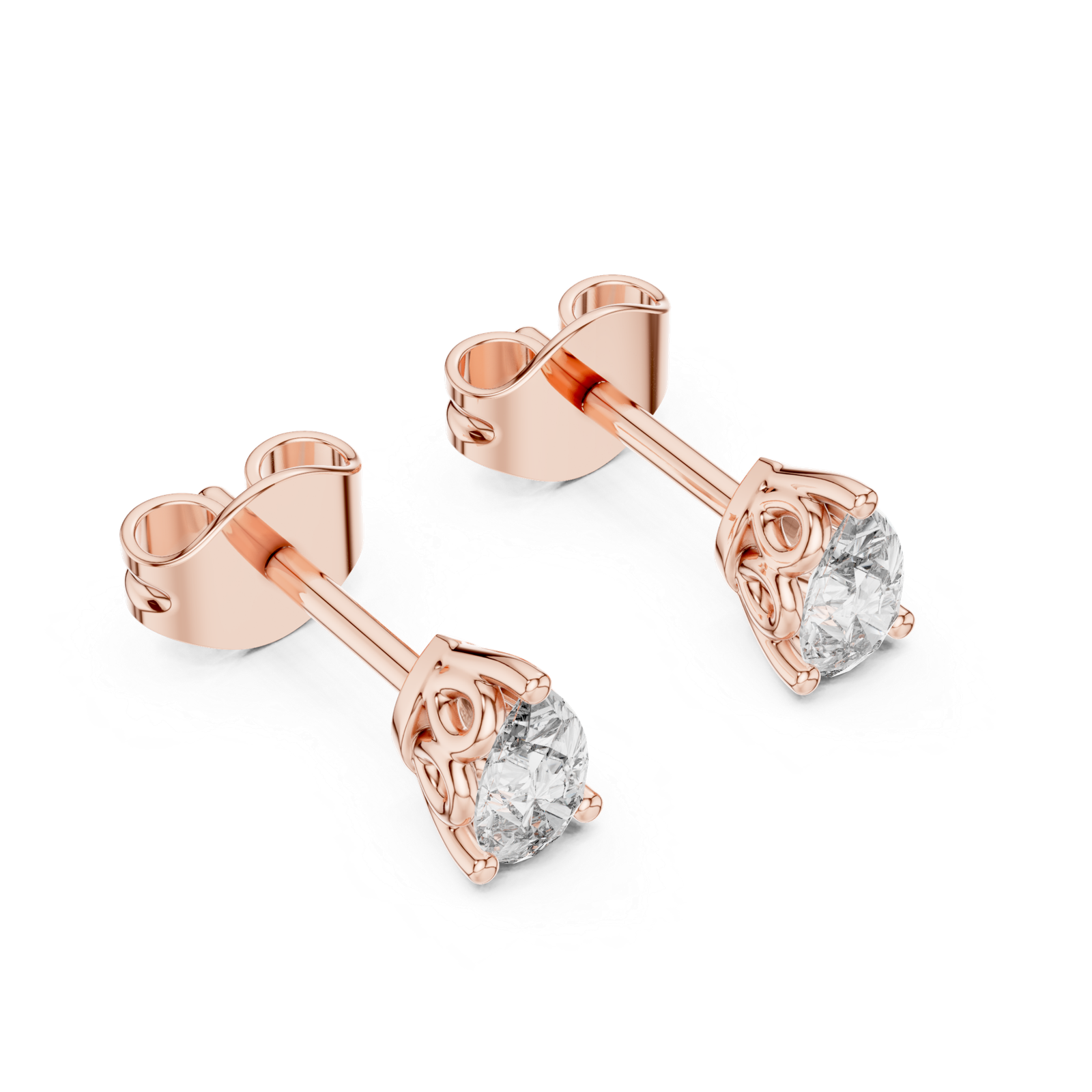 Marquise Petite Pear Basket Stud Diamond Earrings