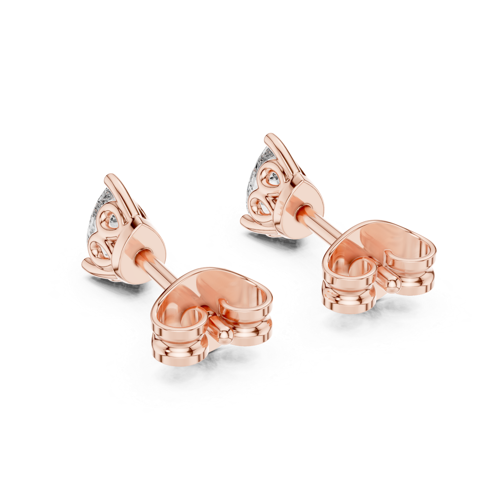 Marquise Petite Pear Basket Stud Diamond Earrings