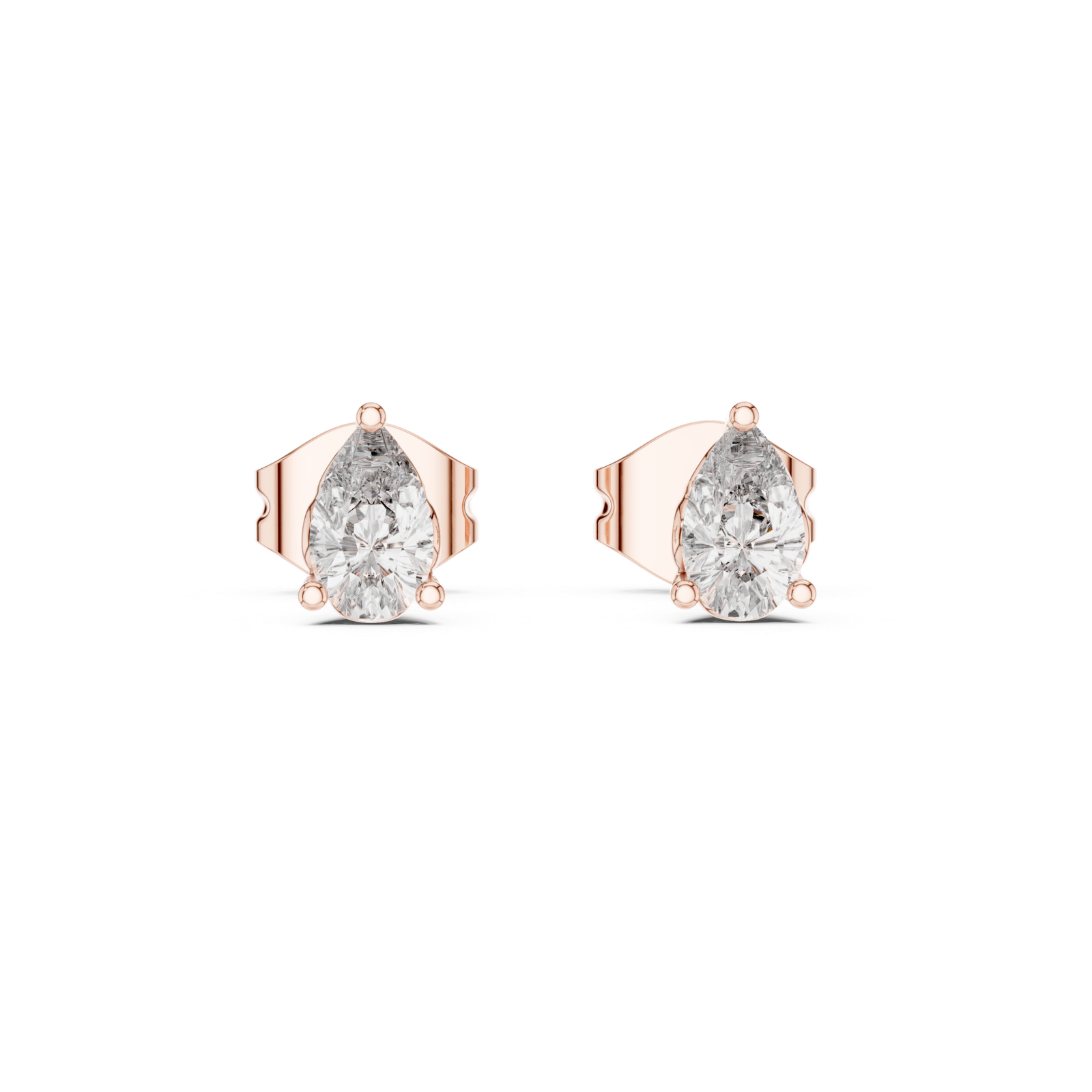 Marquise Petite Pear Basket Stud Diamond Earrings