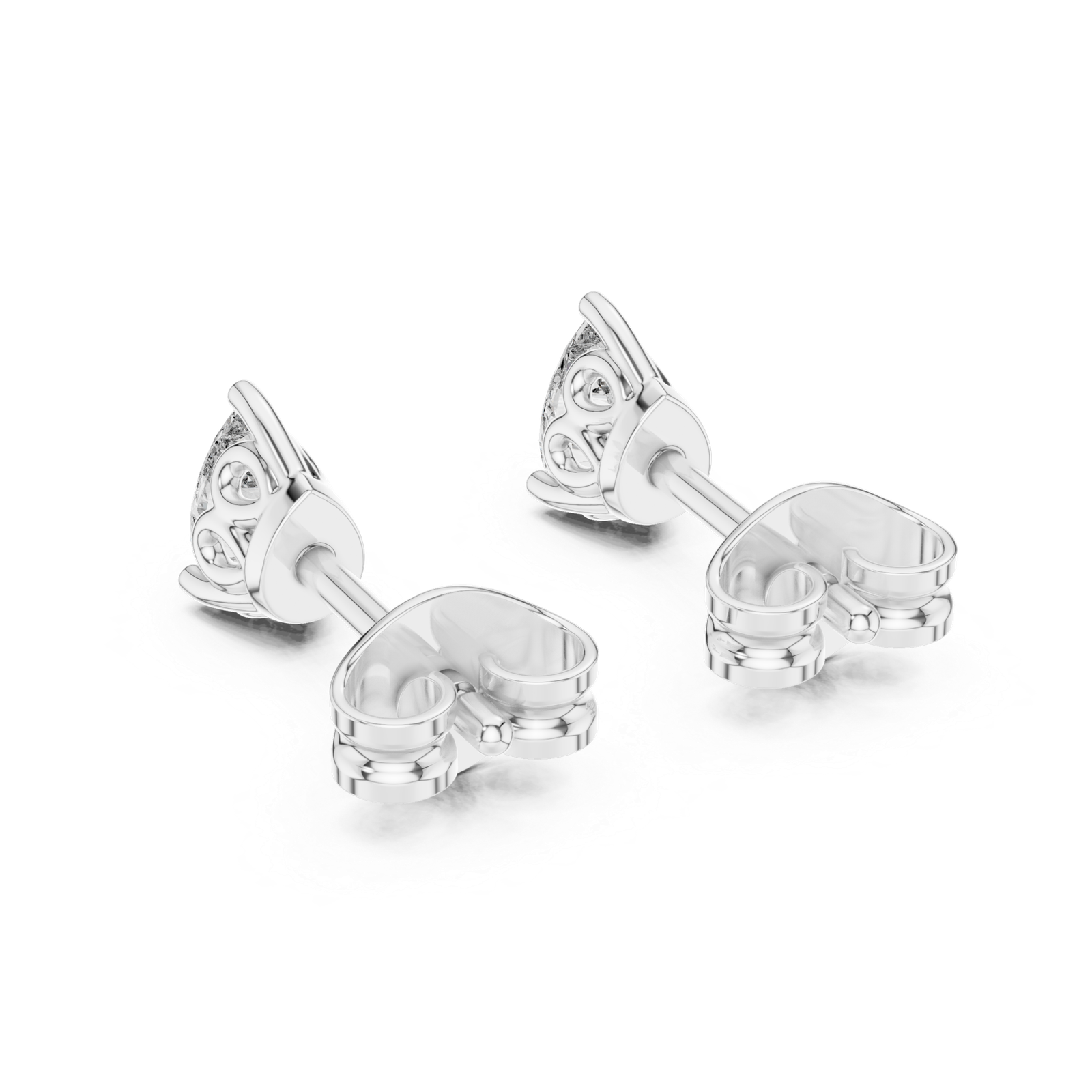 Marquise Petite Pear Basket Stud Diamond Earrings