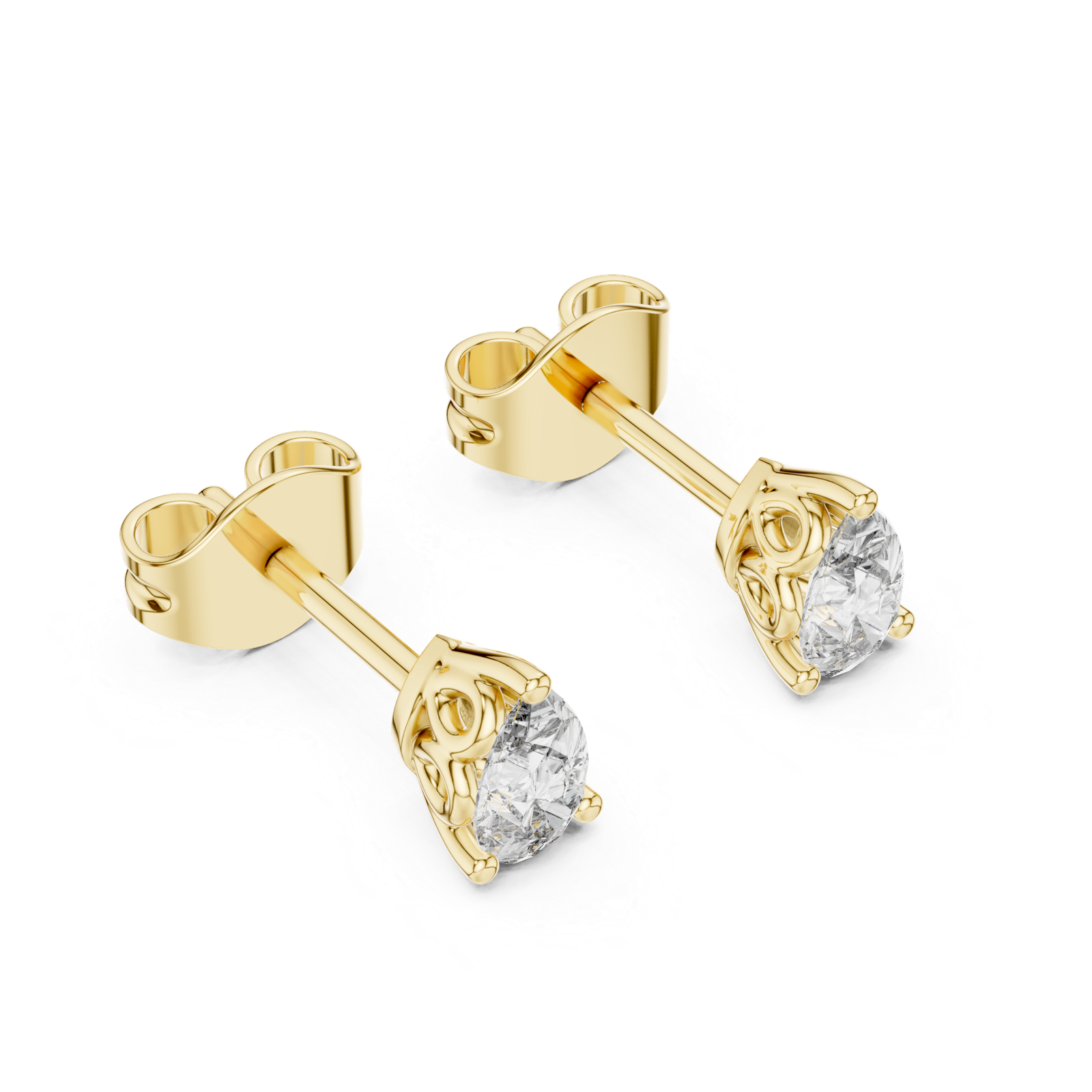 Marquise Petite Pear Basket Stud Diamond Earrings