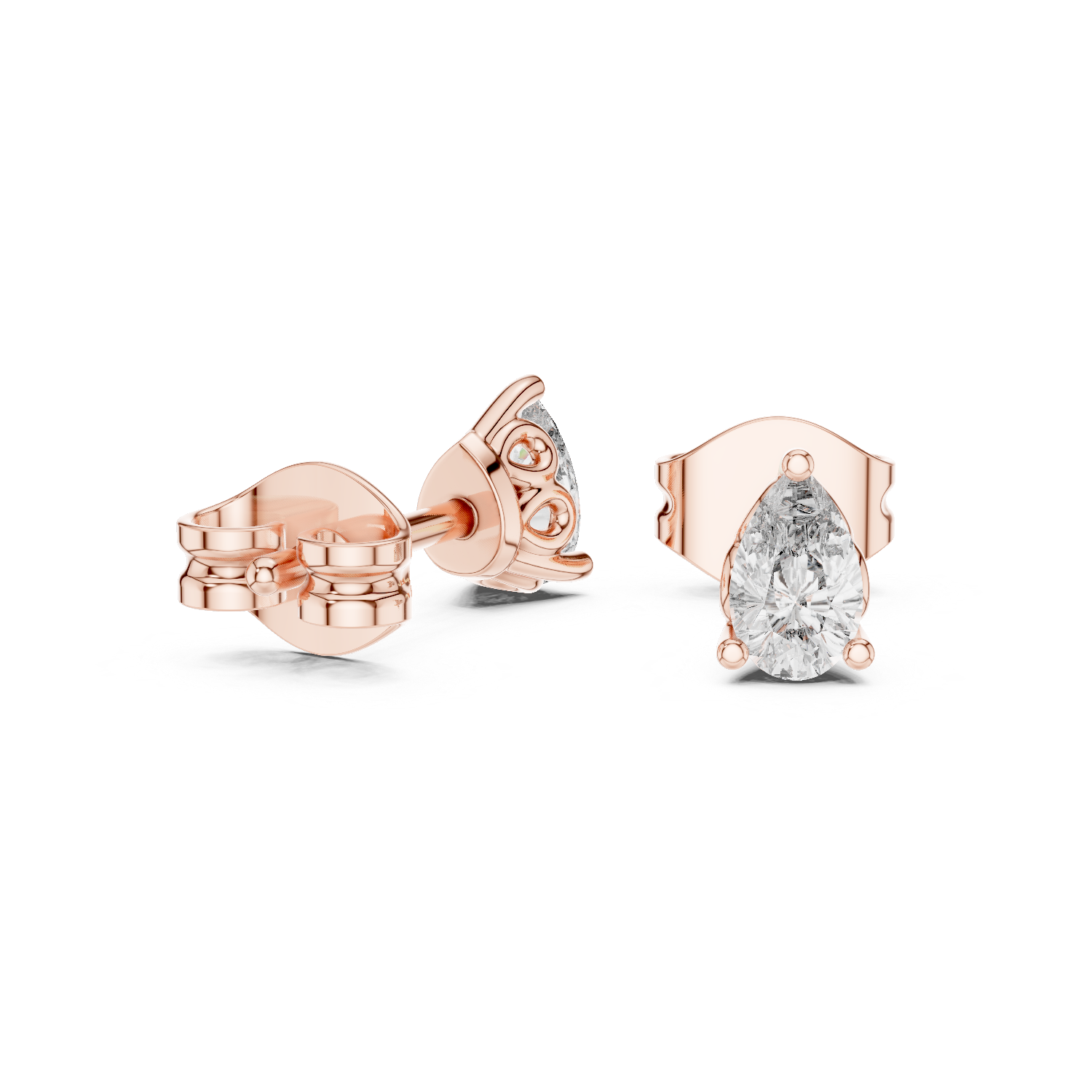 Marquise Petite Pear Basket Stud Diamond Earrings