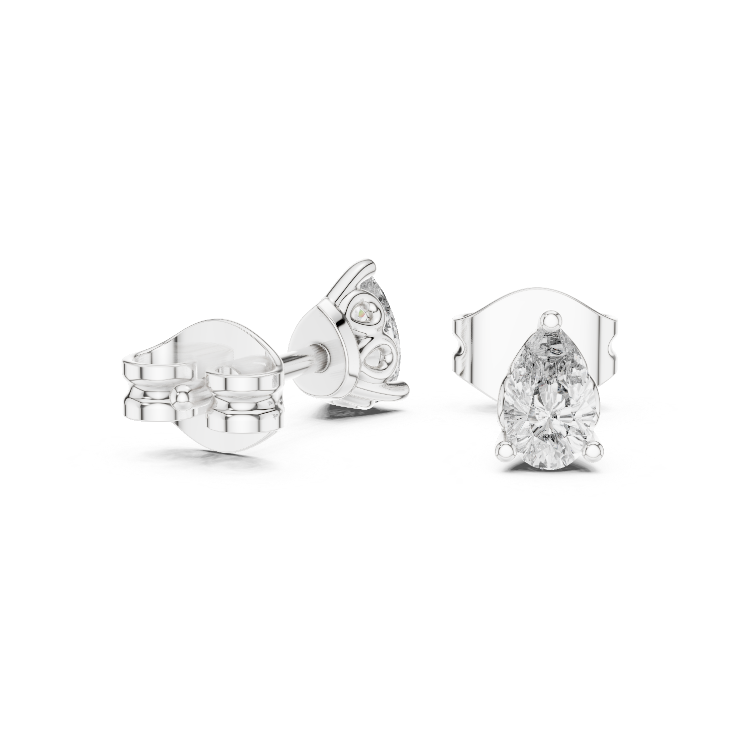 Marquise Petite Pear Basket Stud Diamond Earrings