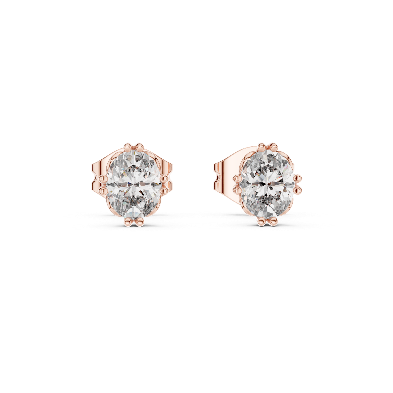 Asteria Oval Crown Diamond Stud Earrings