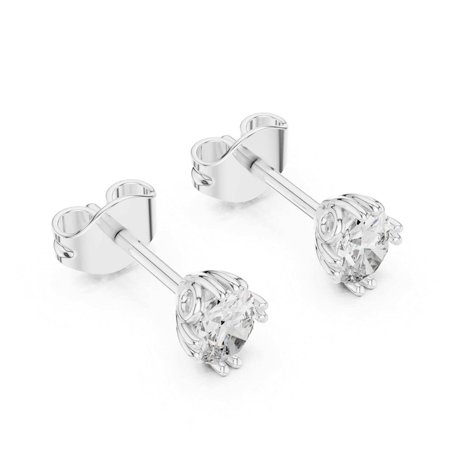 Asteria Oval Crown Diamond Stud Earrings