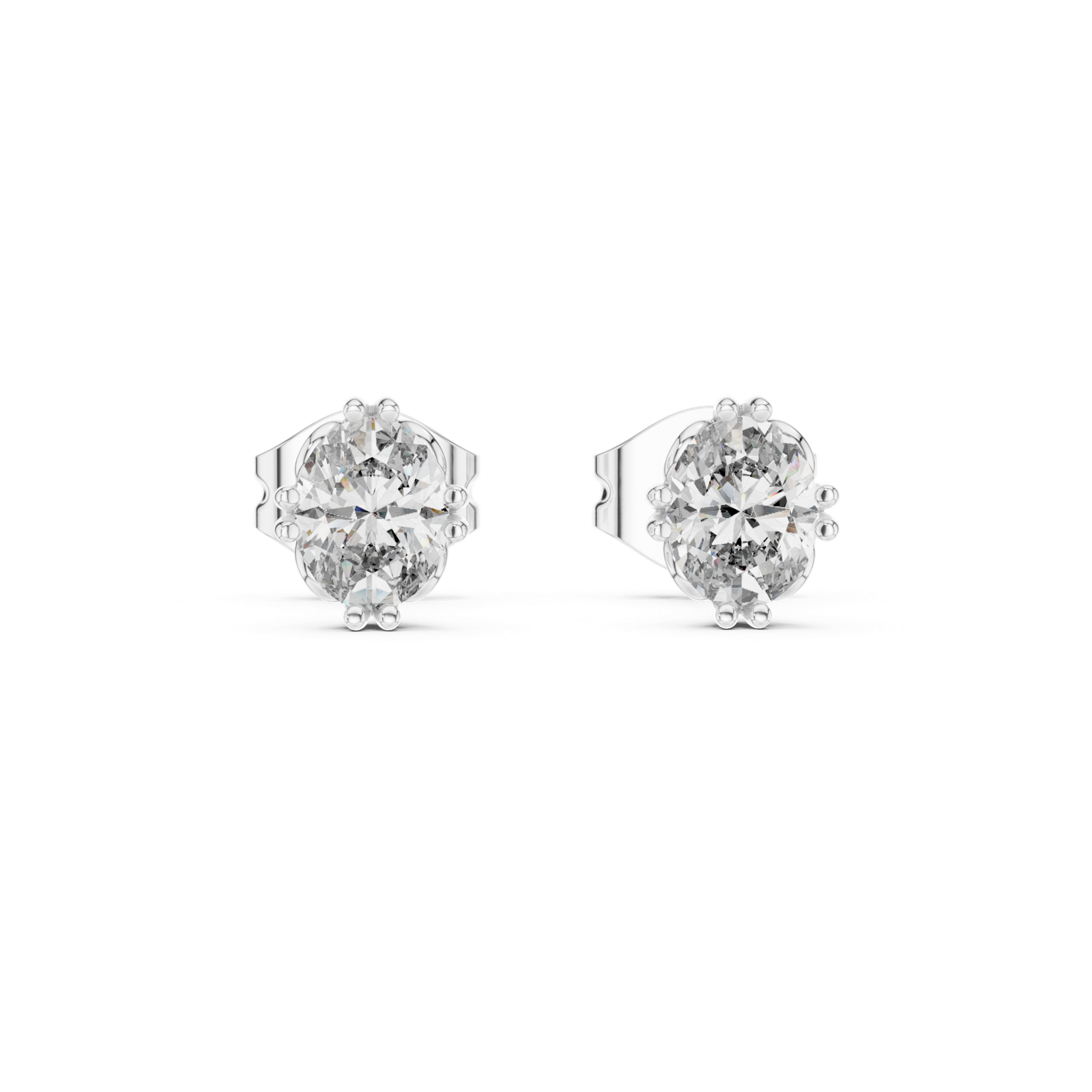 Asteria Oval Crown Diamond Stud Earrings