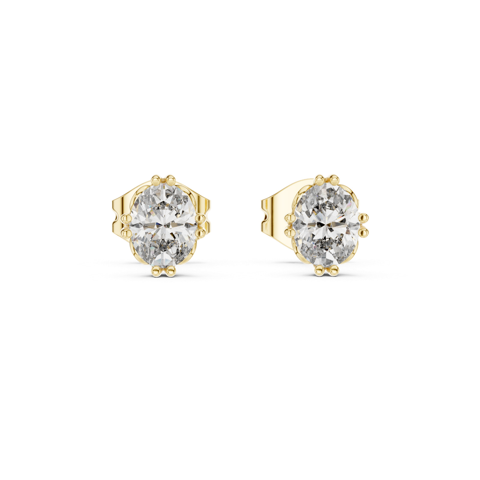 Asteria Oval Crown Diamond Stud Earrings