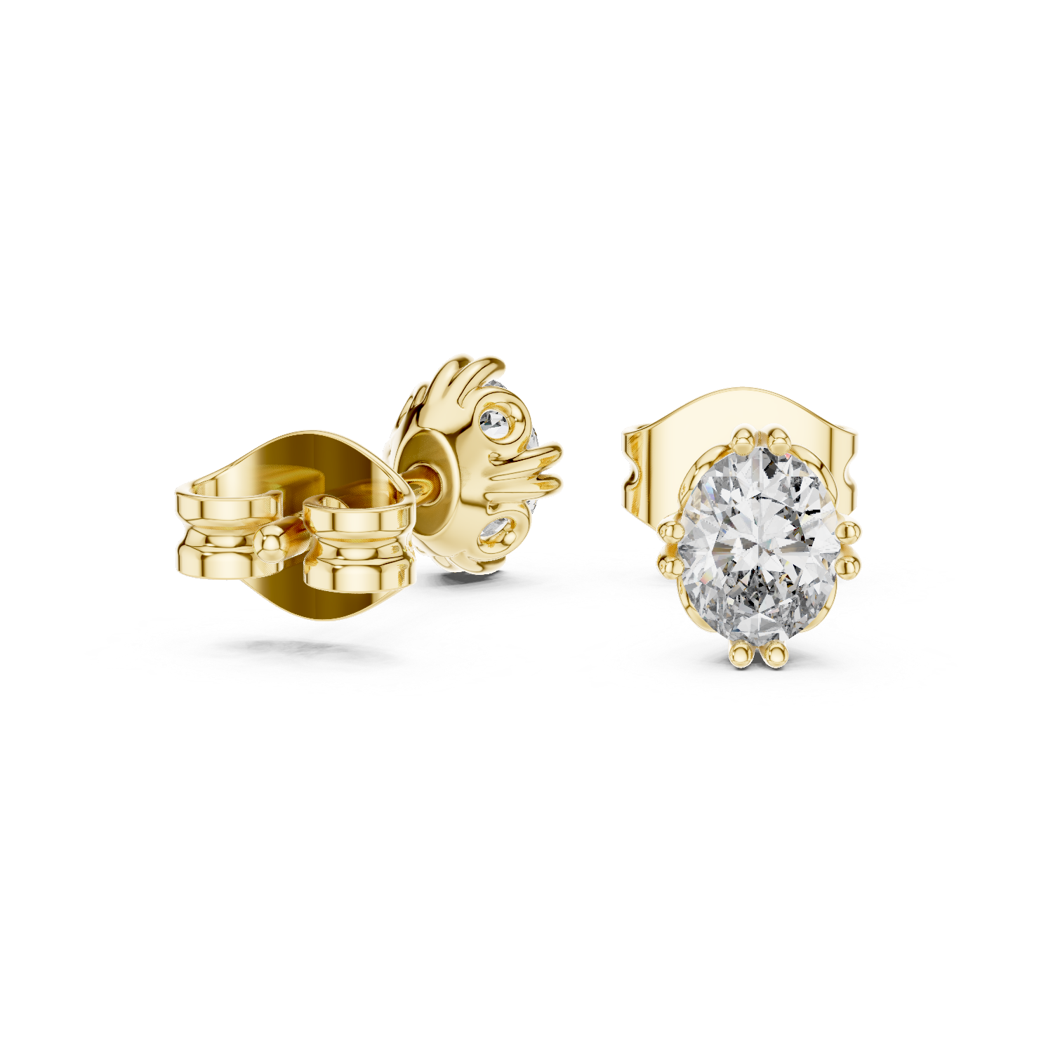 Asteria Oval Crown Diamond Stud Earrings
