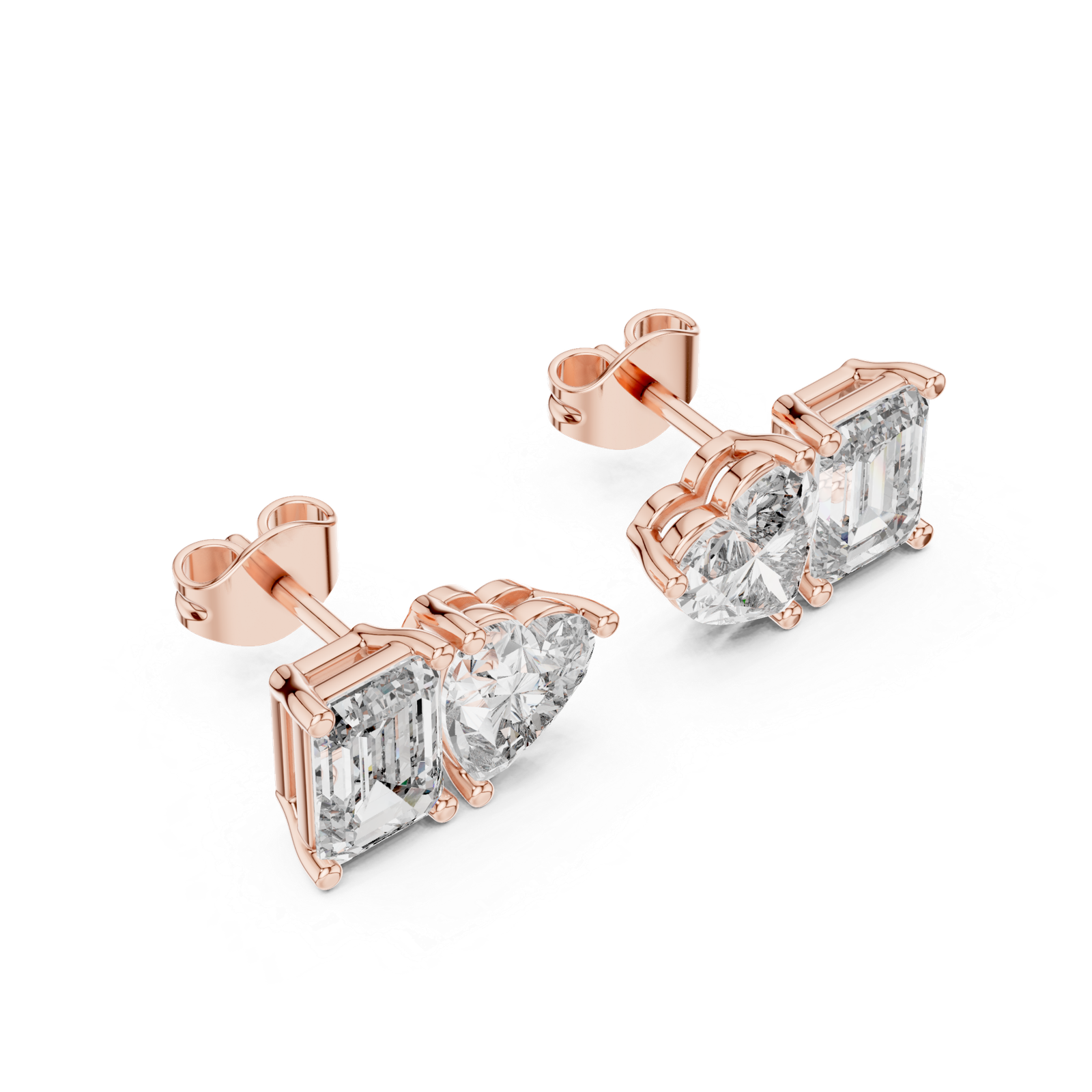Esmée Pear Emerald Solitaire Stud Diamond Earrings