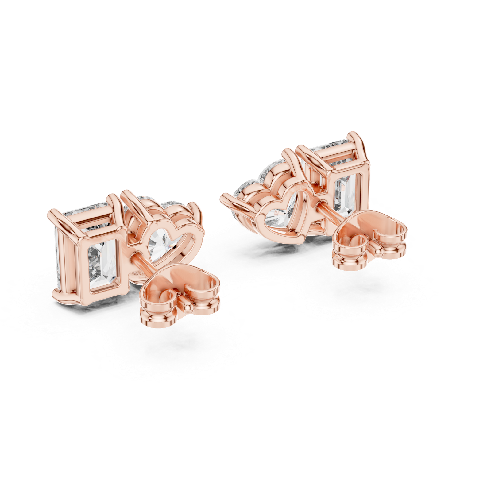 Esmée Pear Emerald Solitaire Stud Diamond Earrings
