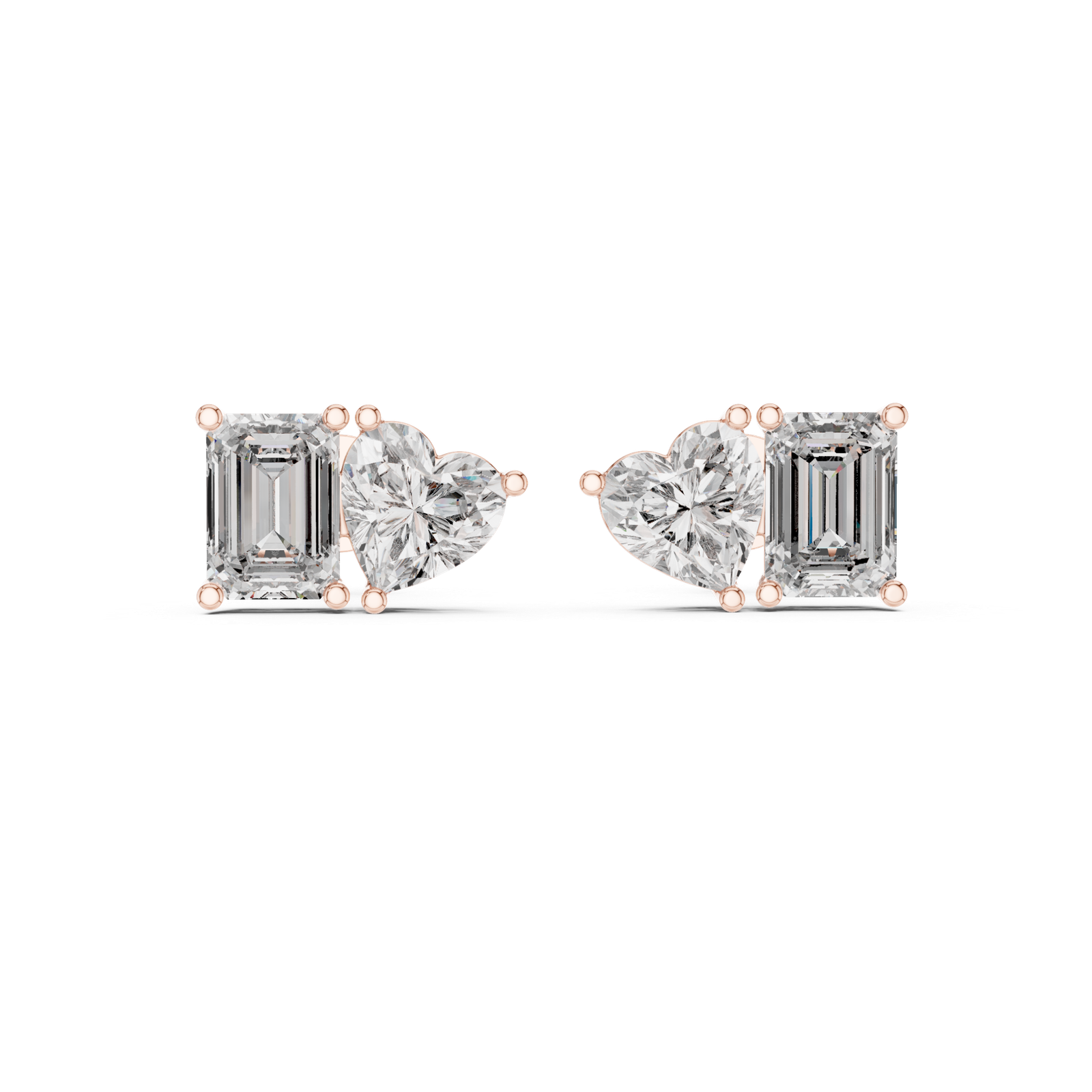 Esmée Pear Emerald Solitaire Stud Diamond Earrings
