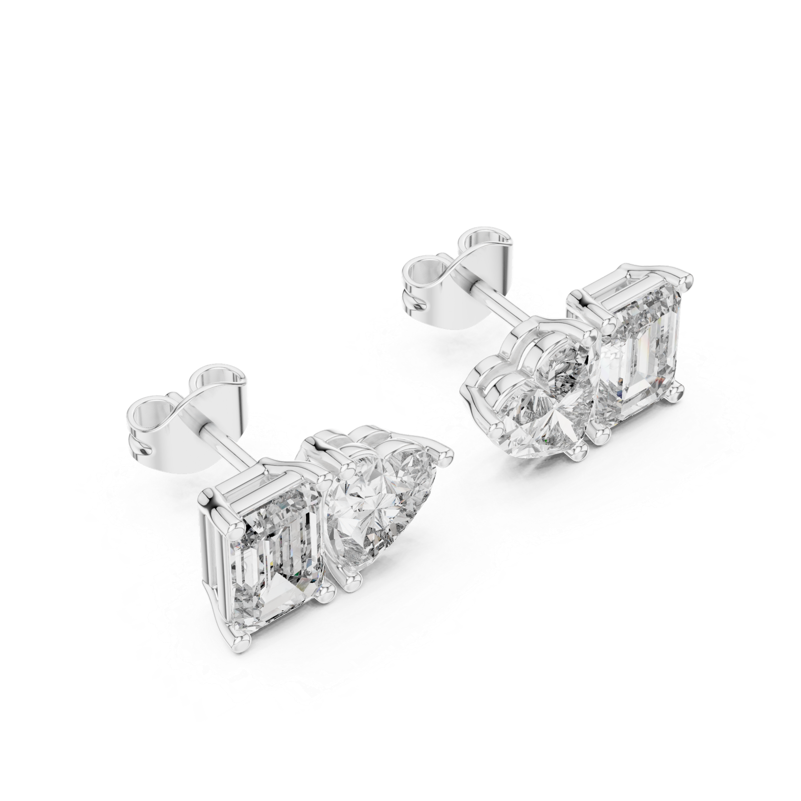 Esmée Pear Emerald Solitaire Stud Diamond Earrings