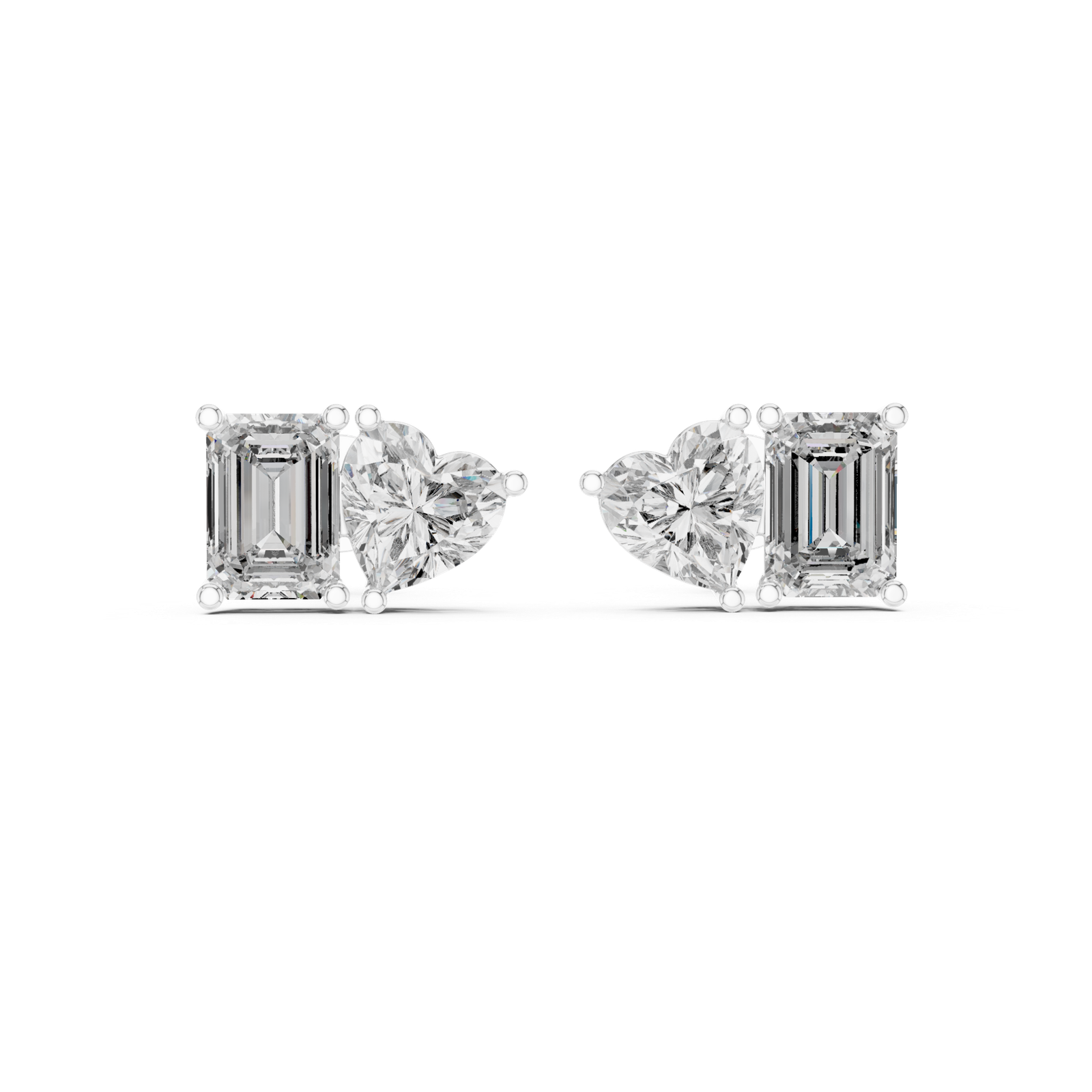 Esmée Pear Emerald Solitaire Stud Diamond Earrings