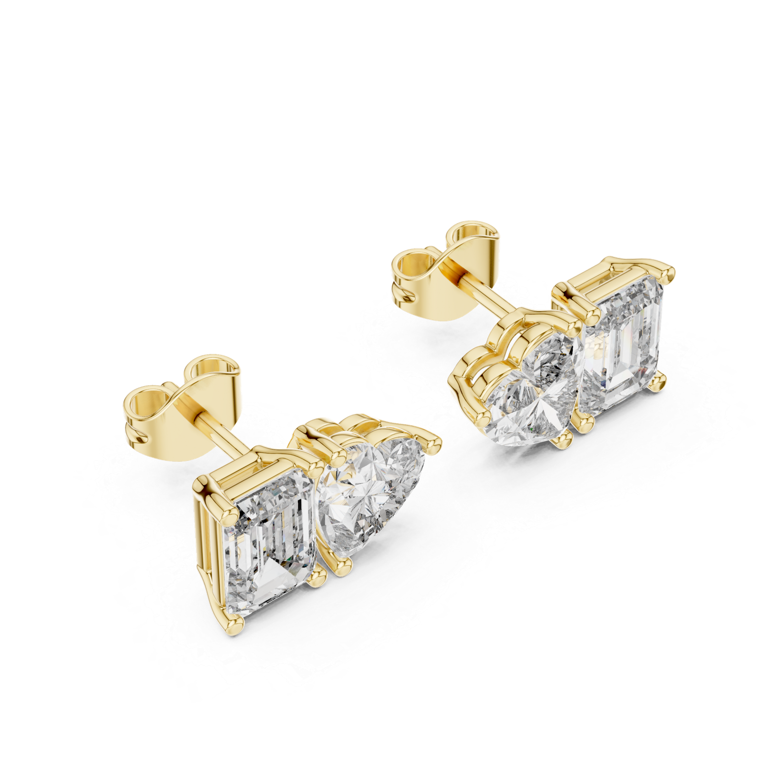 Esmée Pear Emerald Solitaire Stud Diamond Earrings