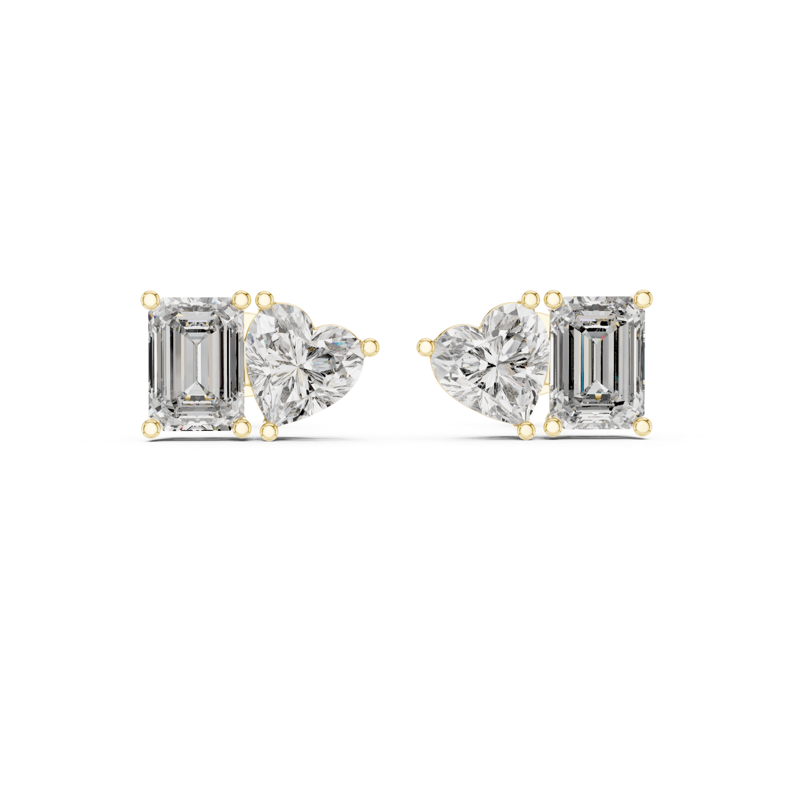Esmée Pear Emerald Solitaire Stud Diamond Earrings